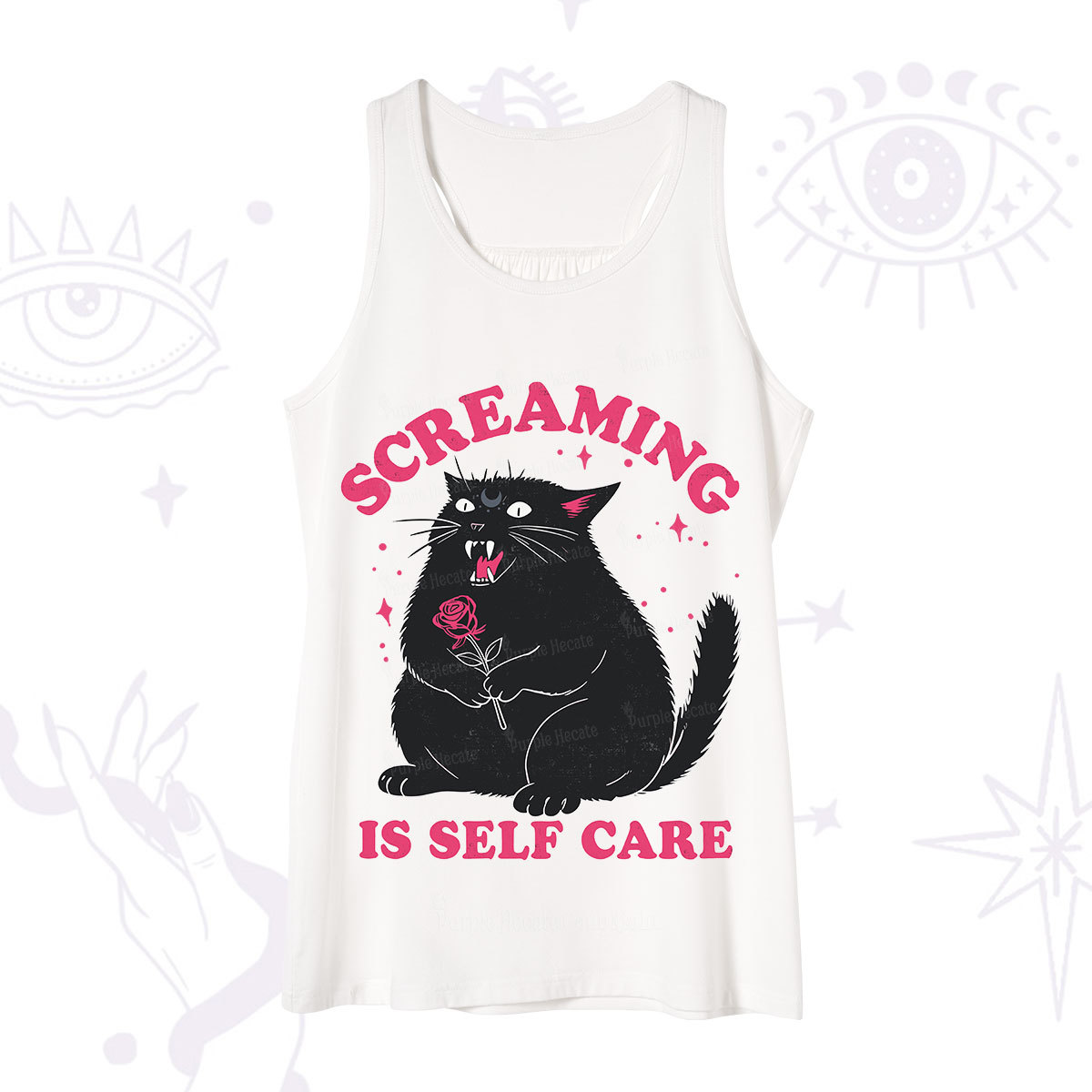 Purplehecate Funny Cat Screaming Is Self Care Tank