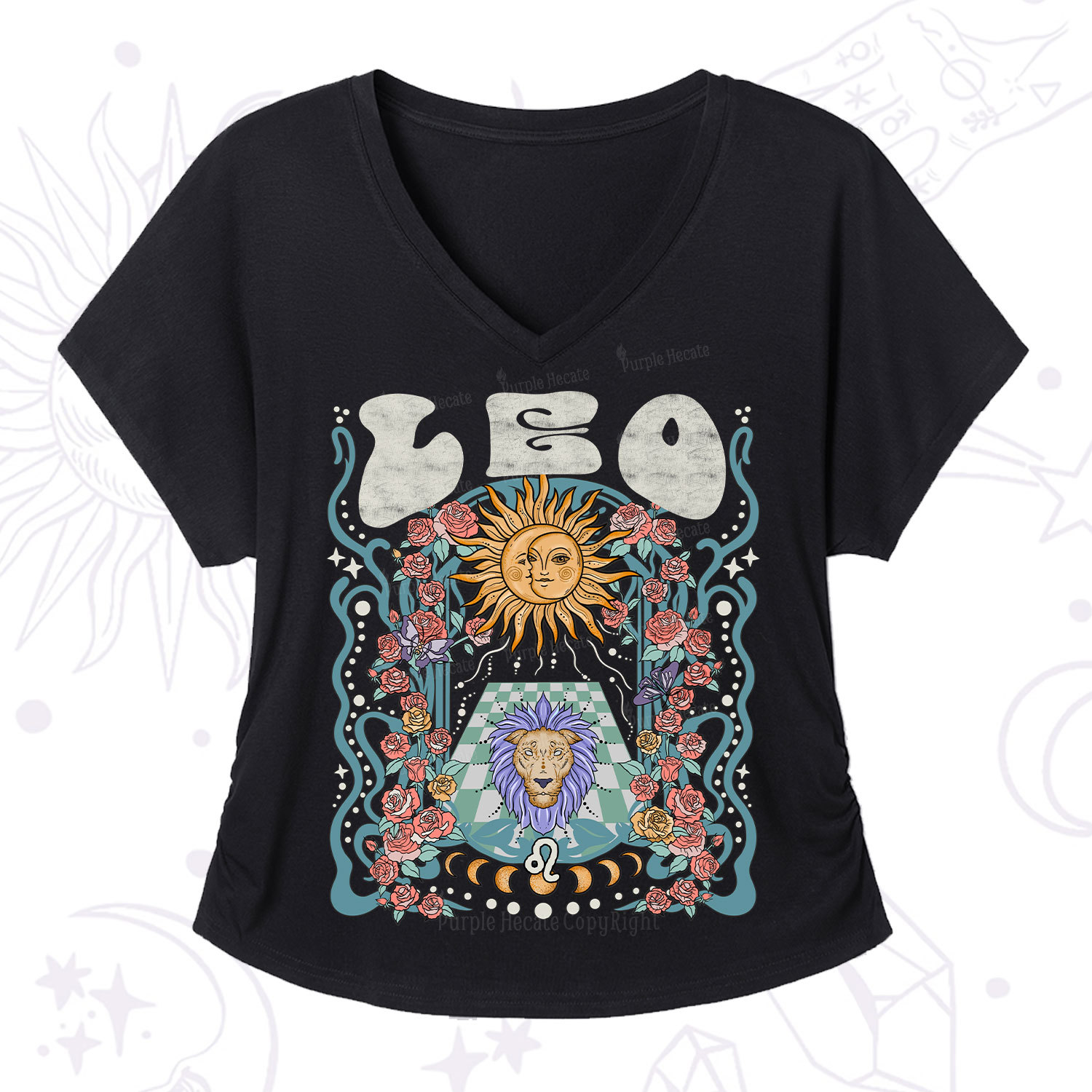 Purplehecate Leo Spirit Zodiac V-Neck T-Shirt