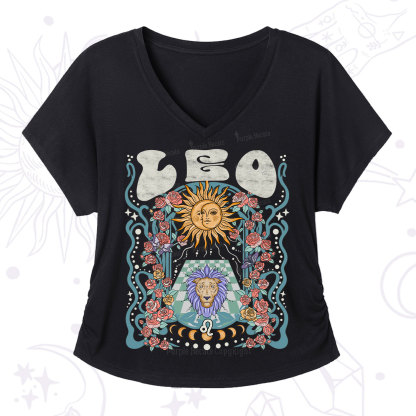 Purplehecate Leo Spirit Zodiac V-Neck T-Shirt