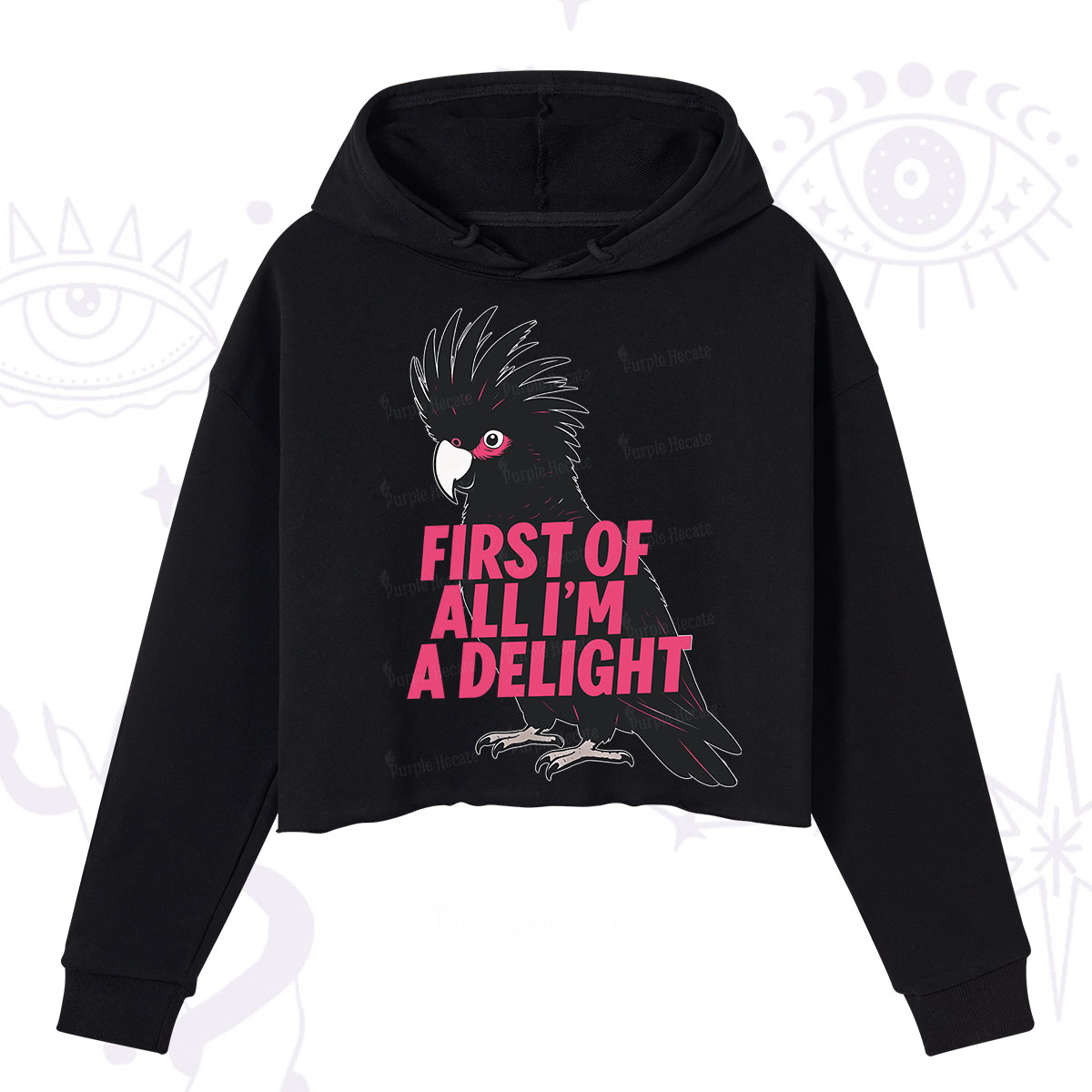 Purplehecate First Of All I'm A Delight Parrot Crop Hoodie