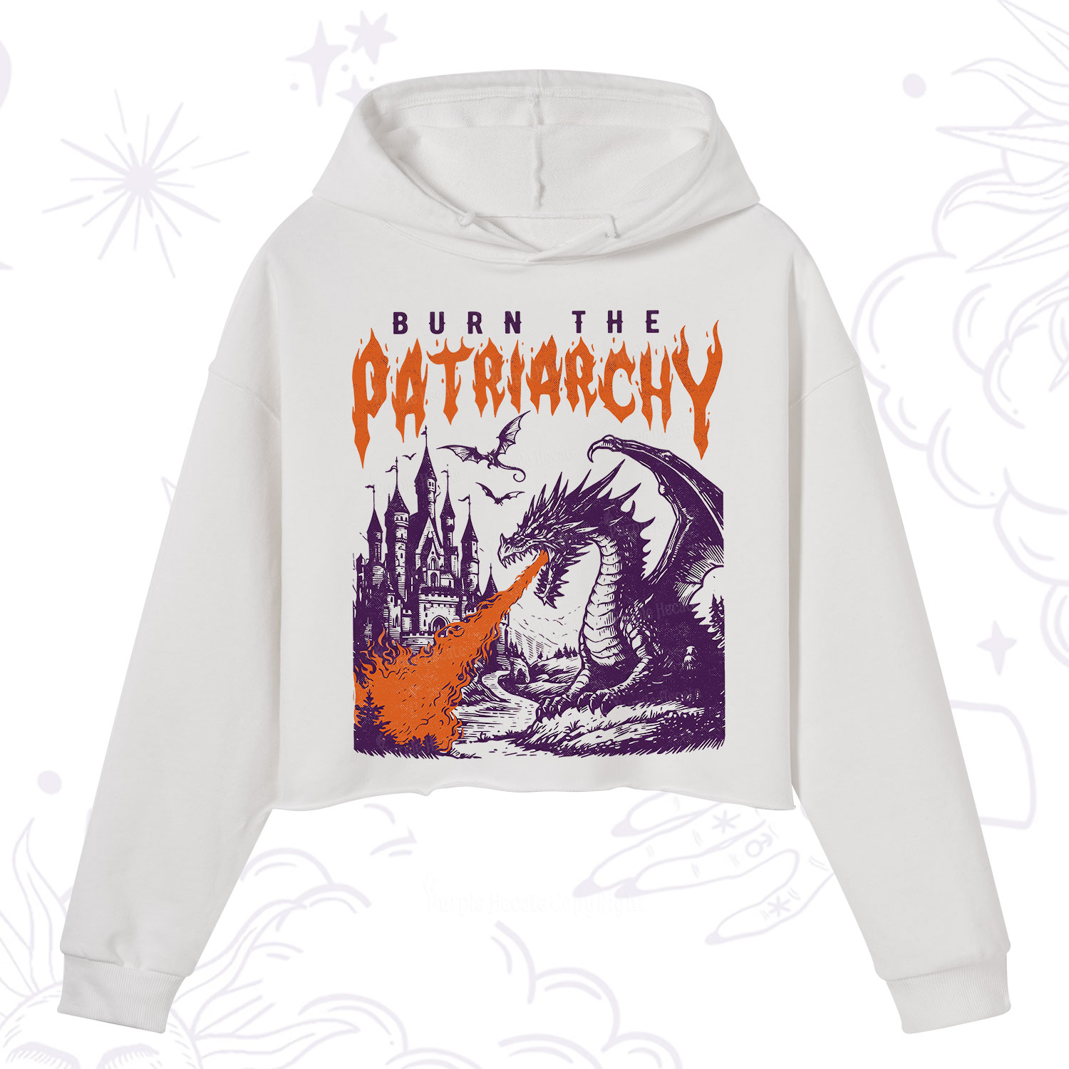 Purplehecate Burn the Patriarchy Dragon Crop Hoodie