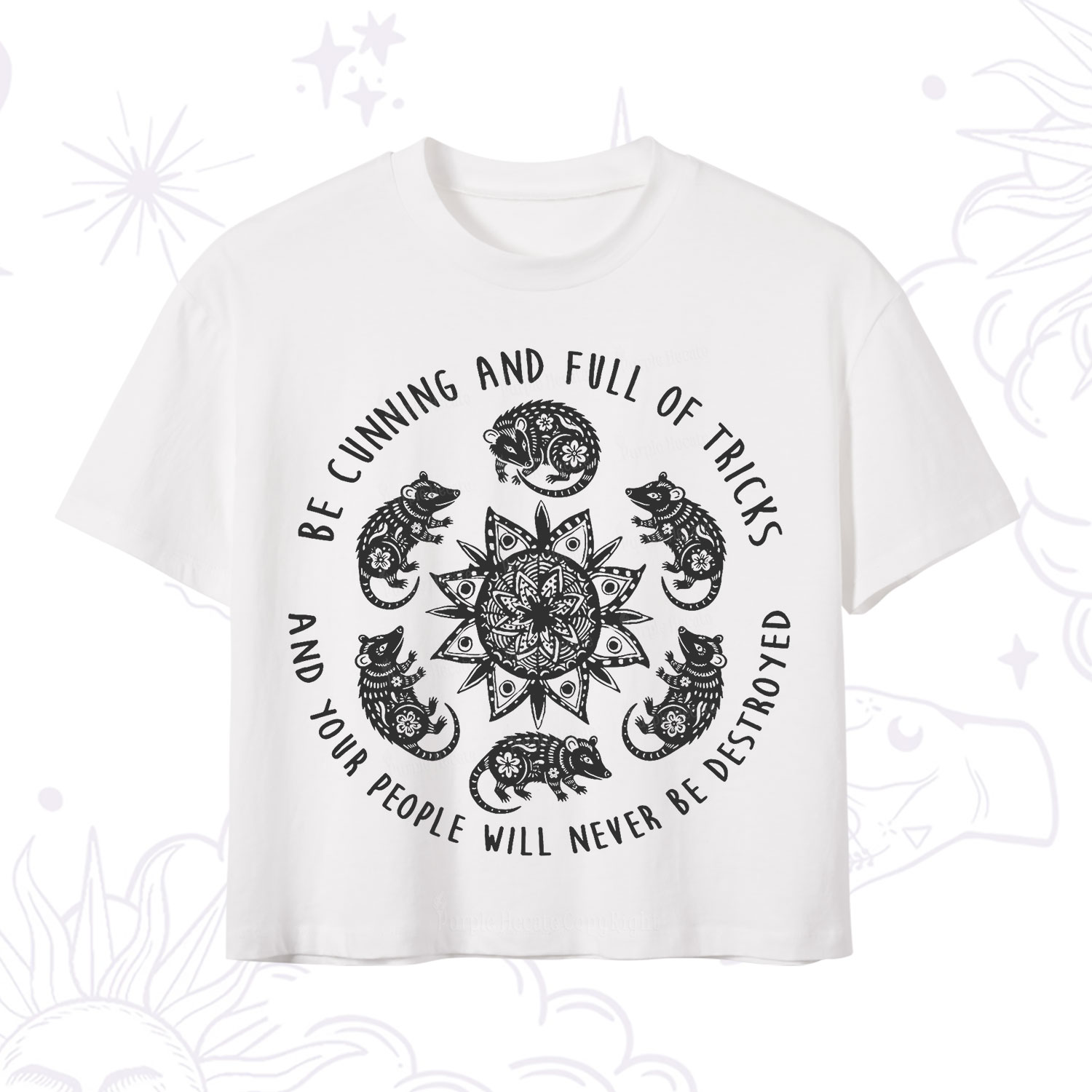 Purplehecate Cunning Possum Protection Spell Crop T-Shirt