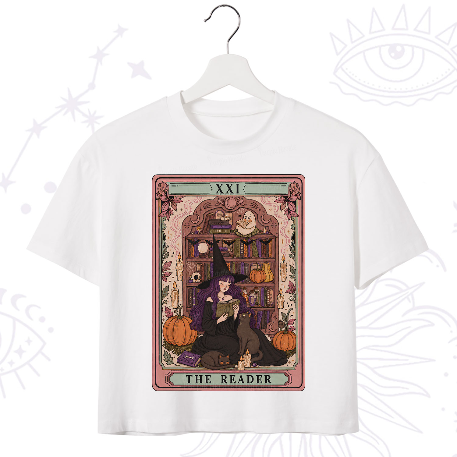 Purplehecate The Reader Tarot Bookish Witch Crop T-Shirt