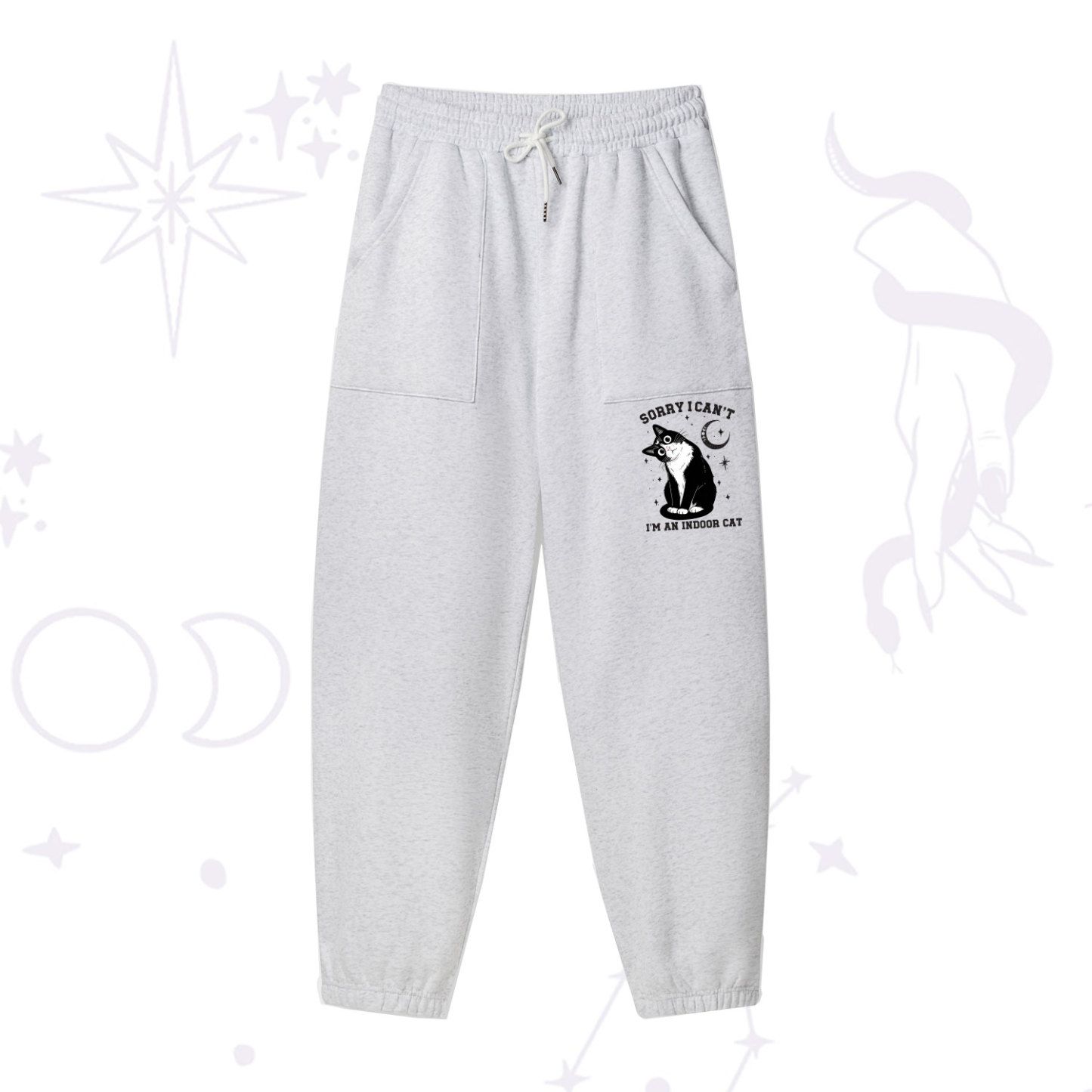 Purplehecate Sorry I Can't Go I'm an Indoor Cat Fleece Sweatpants
