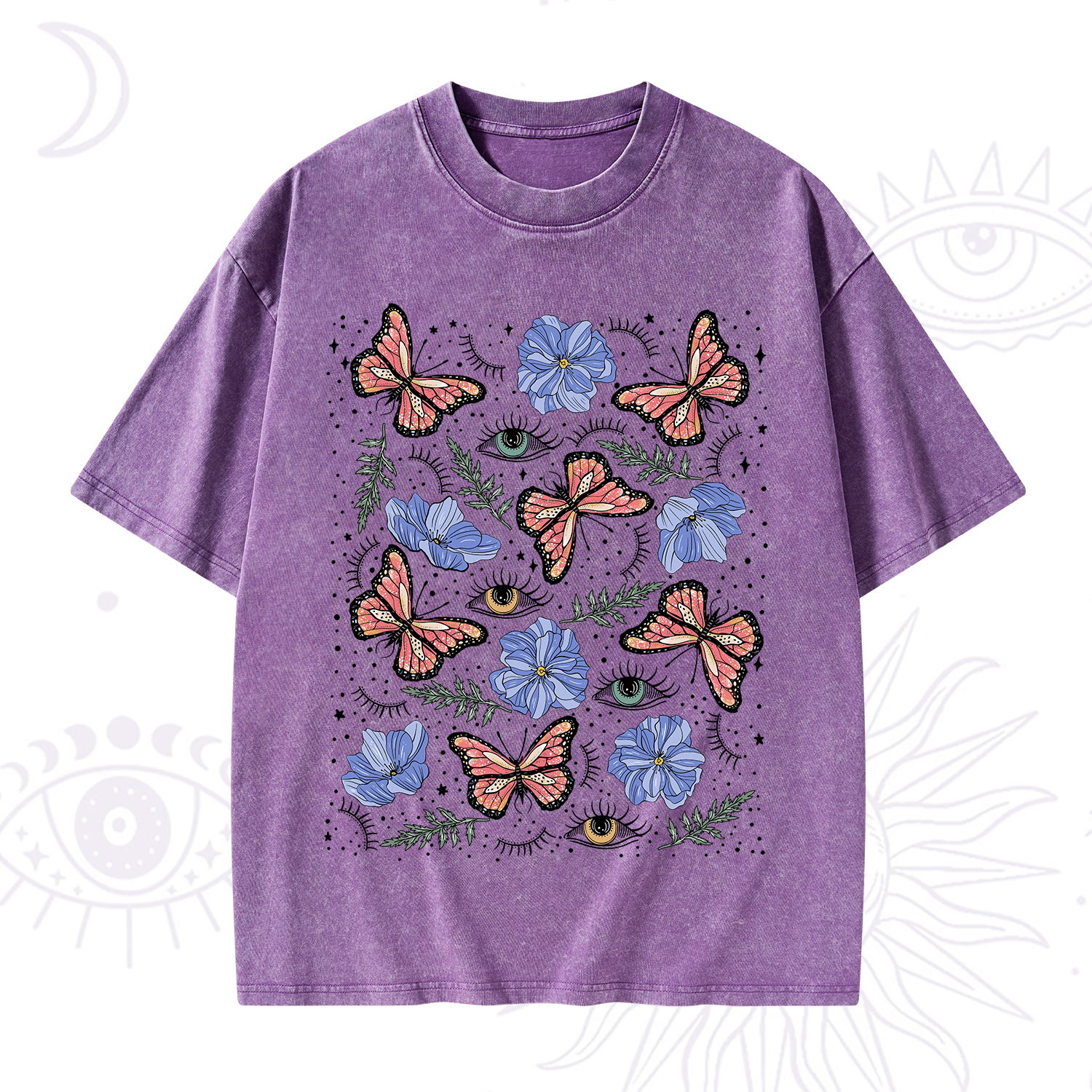 Purplehecate Butterfly Floral Washed T-Shirt