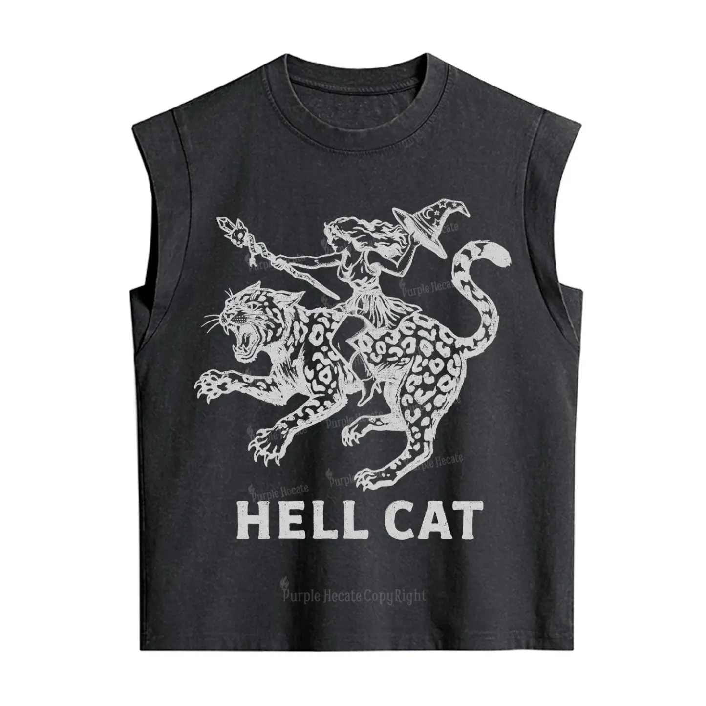 Purplehecate Hex Girl Hell Cat Vintage Washed Tank