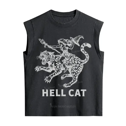 Purplehecate Hex Girl Hell Cat Vintage Washed Tank