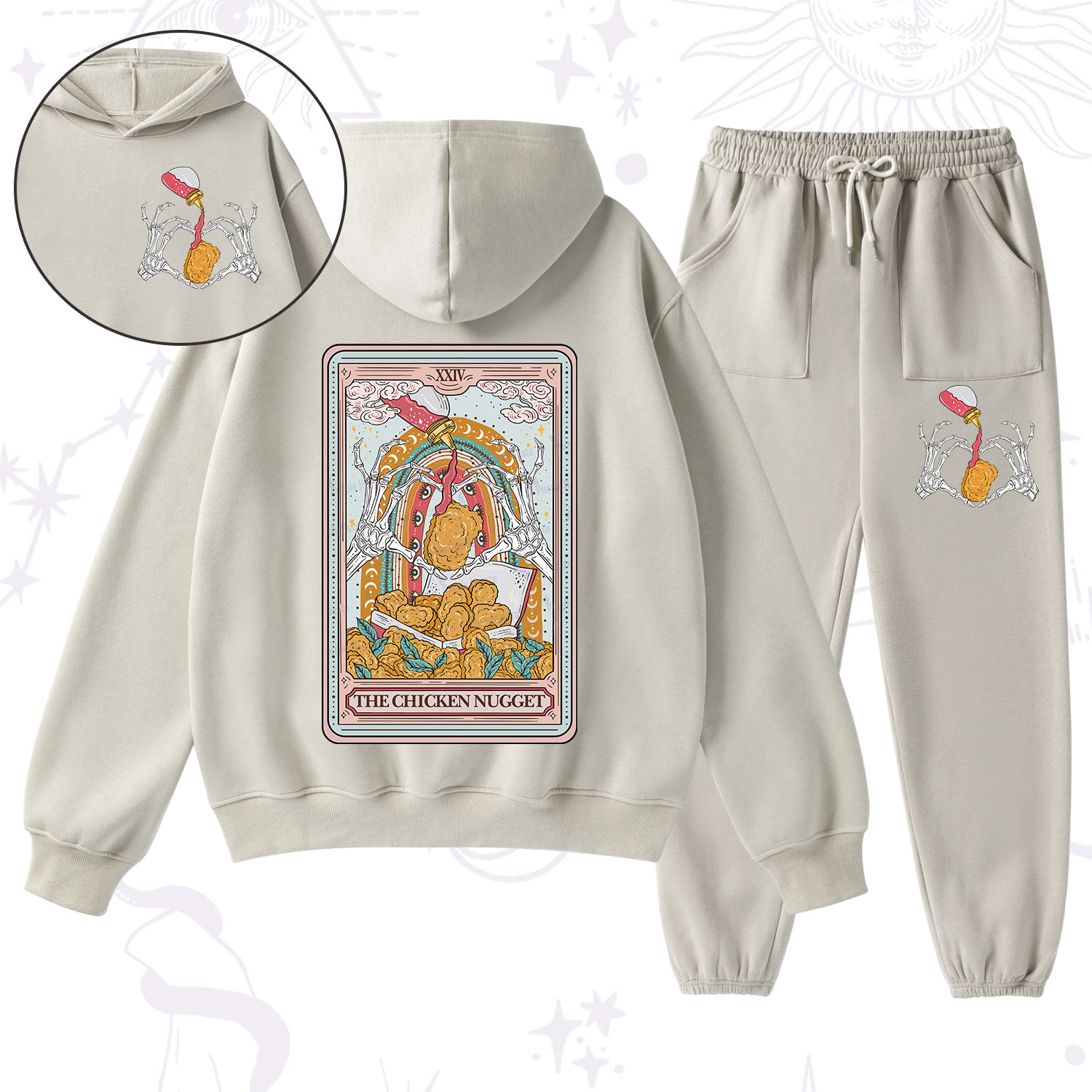 Purplehecate The Chicken Nugget Food Tarot Fleece Hoodie Suit