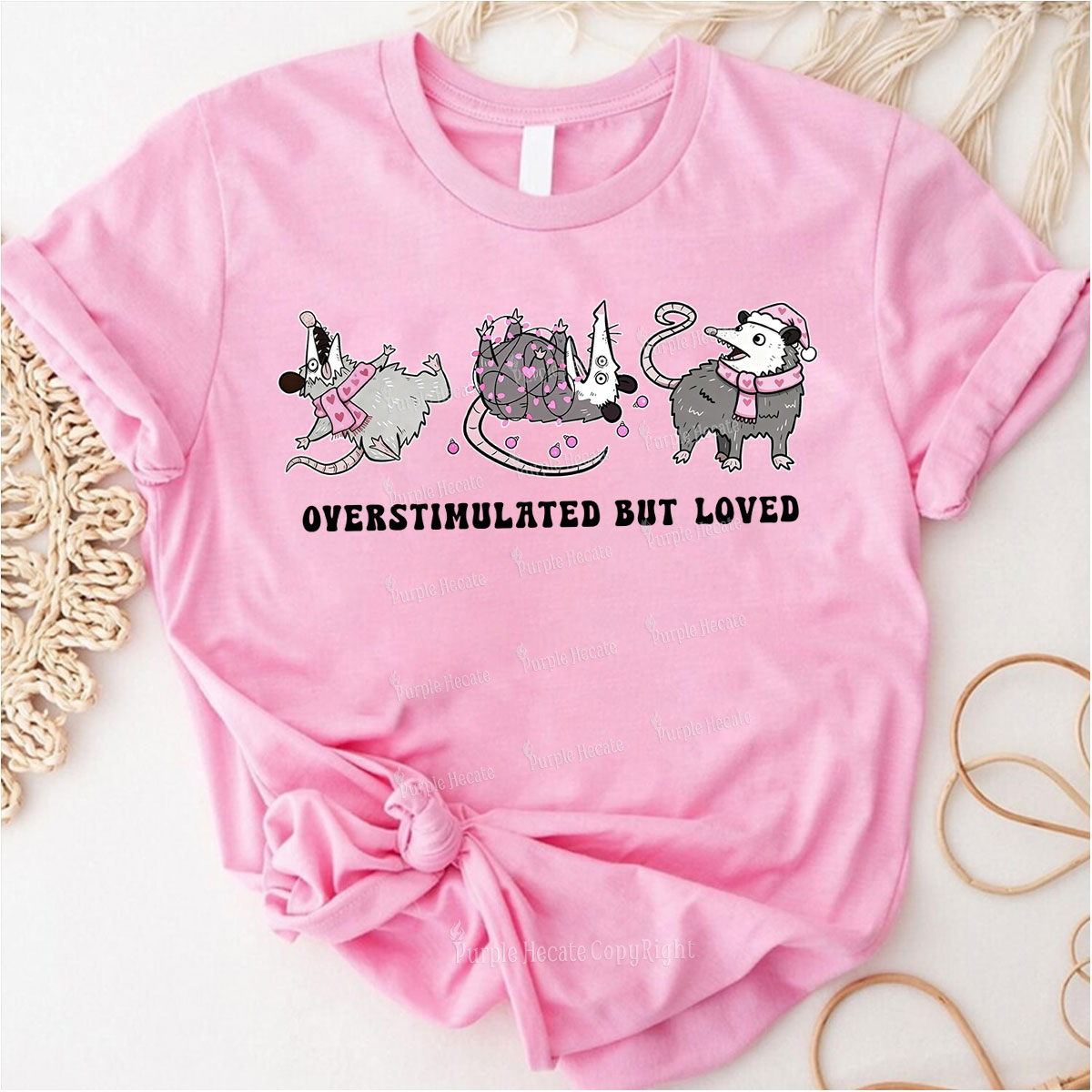 Purplehecate Overstimulated But Loved Valentine Couple T-Shirt