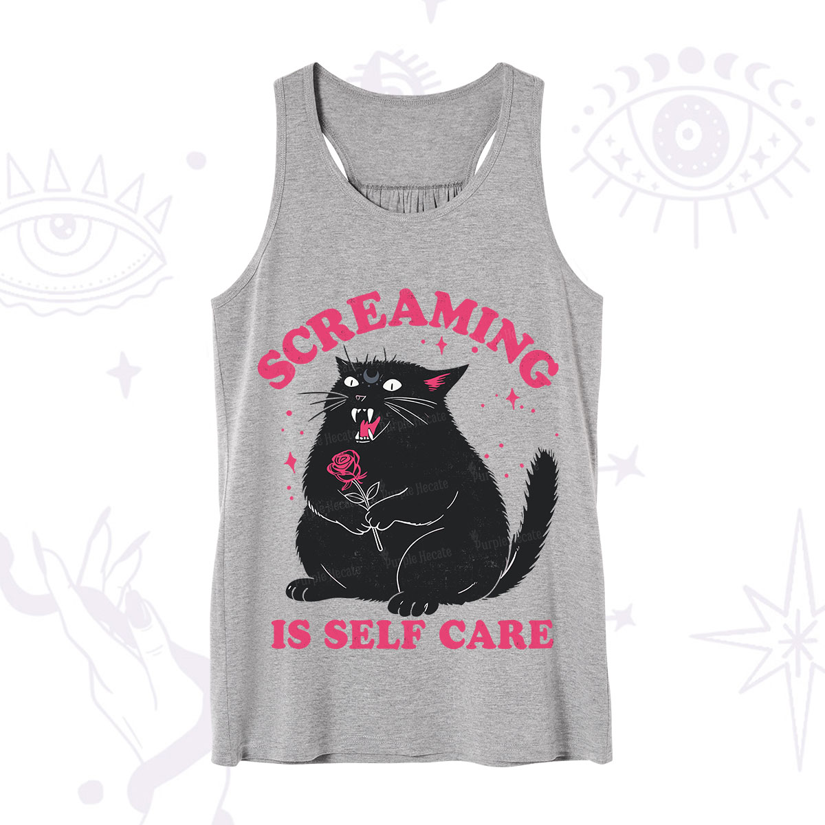 Purplehecate Funny Cat Screaming Is Self Care Tank