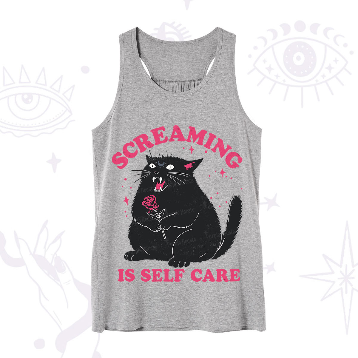 Purplehecate Funny Cat Screaming Is Self Care Tank