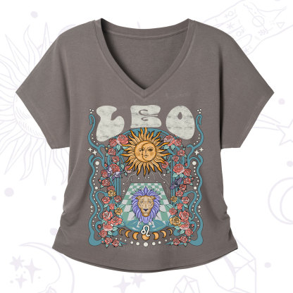 Purplehecate Leo Spirit Zodiac V-Neck T-Shirt