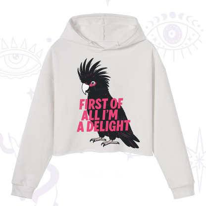 Purplehecate First Of All I'm A Delight Parrot Crop Hoodie