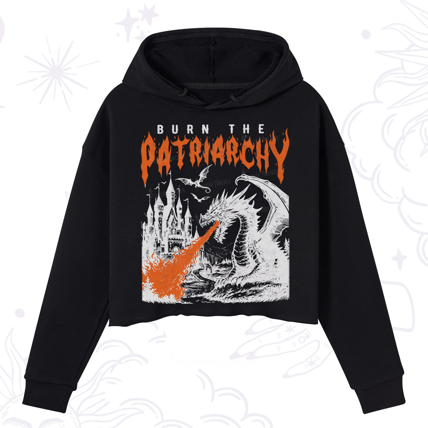 Purplehecate Burn the Patriarchy Dragon Crop Hoodie