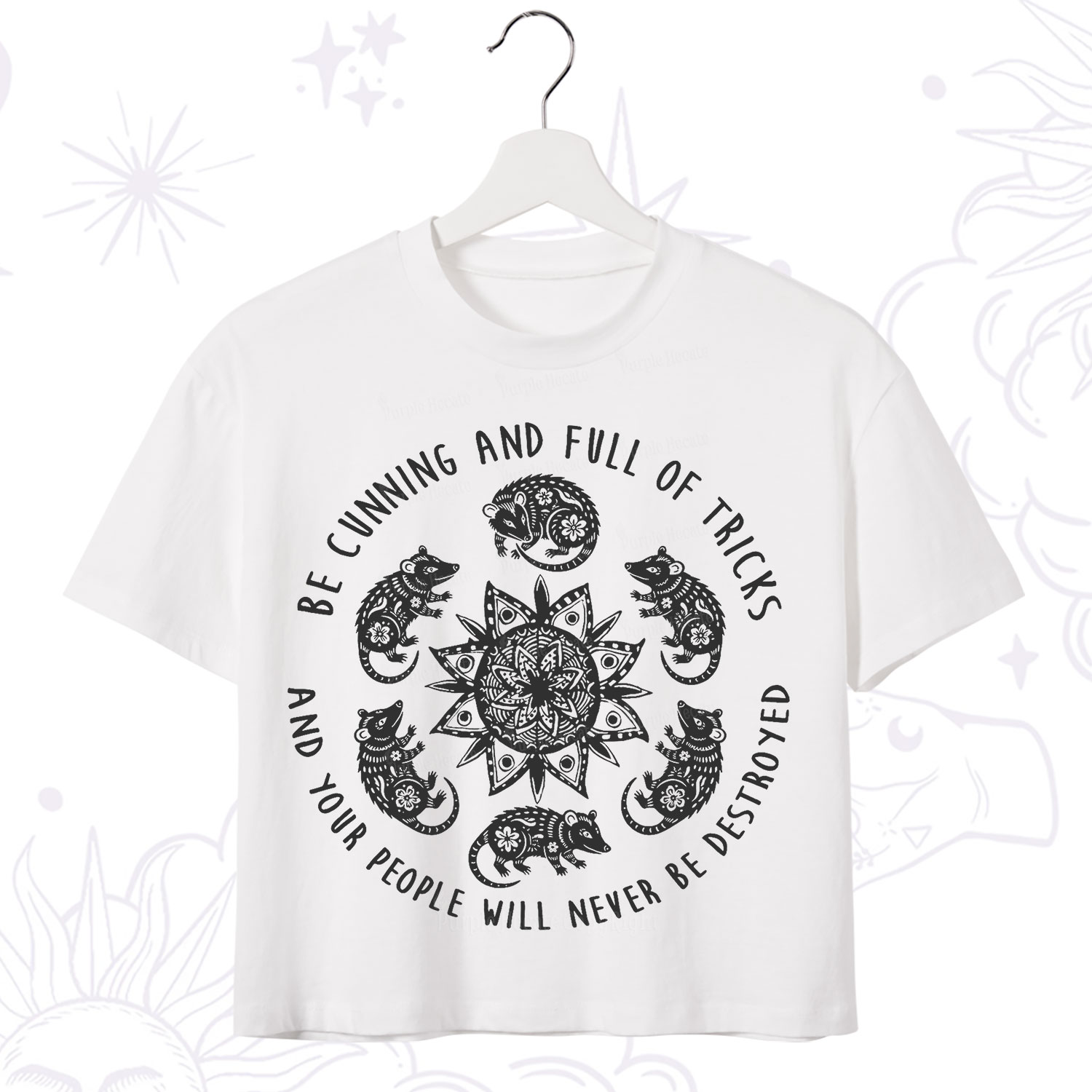 Purplehecate Cunning Possum Protection Spell Crop T-Shirt