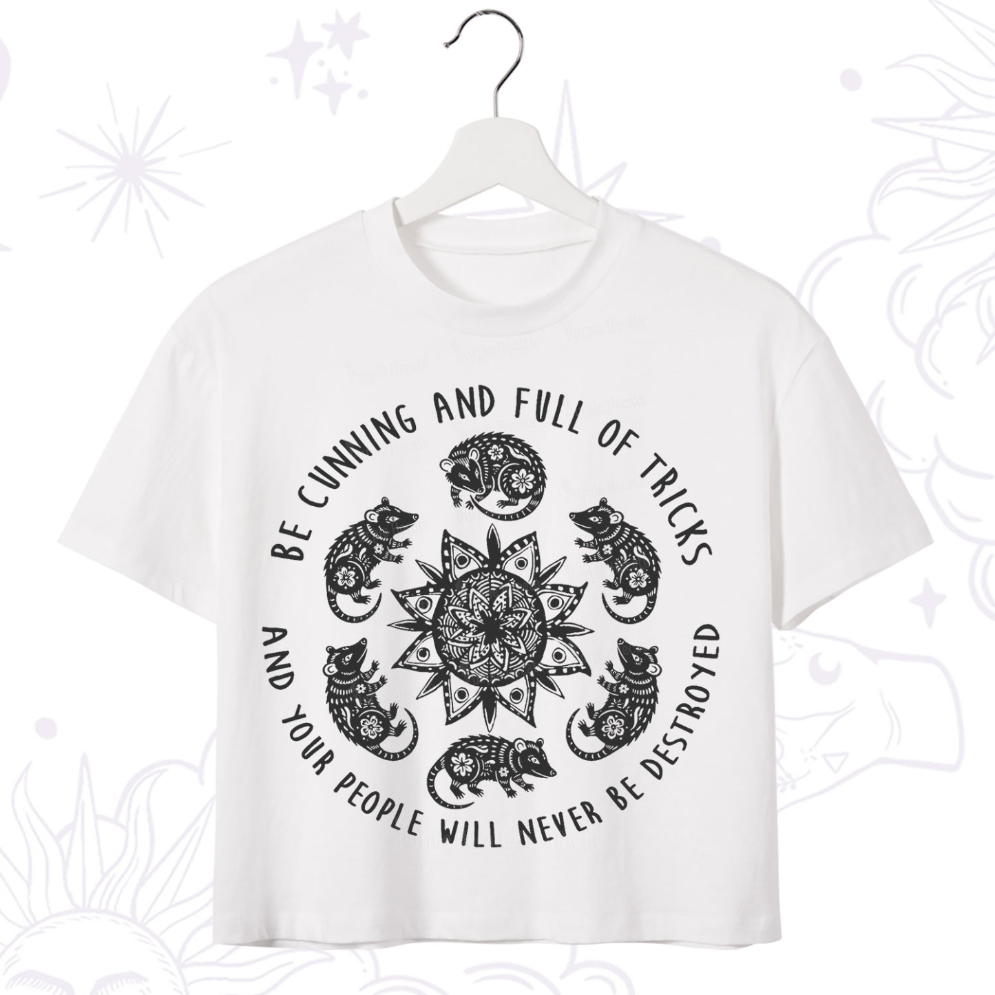 Purplehecate Cunning Possum Protection Spell Crop T-Shirt