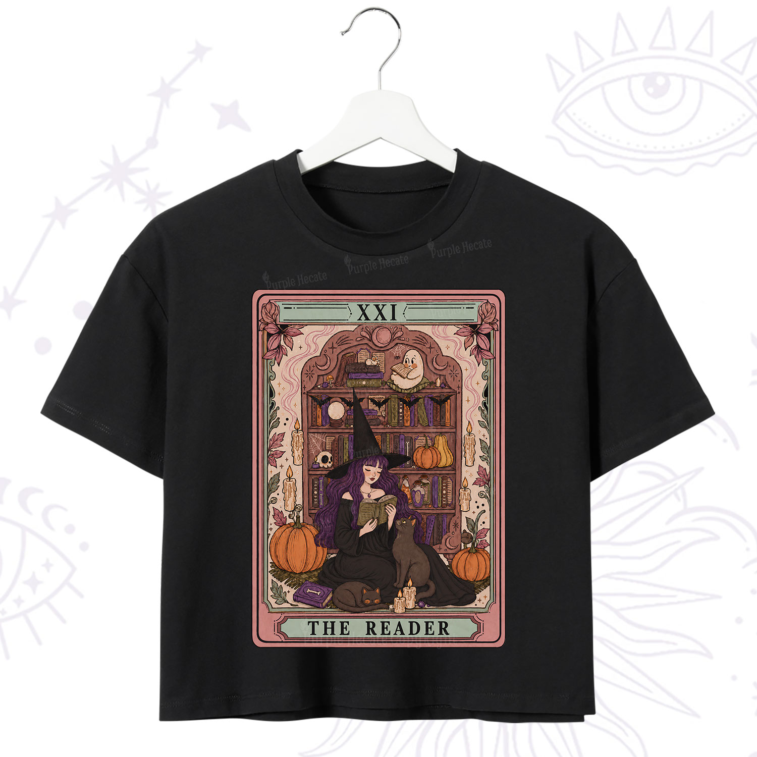Purplehecate The Reader Tarot Bookish Witch Crop T-Shirt