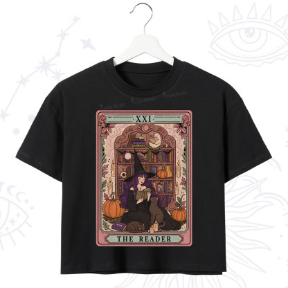 Purplehecate The Reader Tarot Bookish Witch Crop T-Shirt