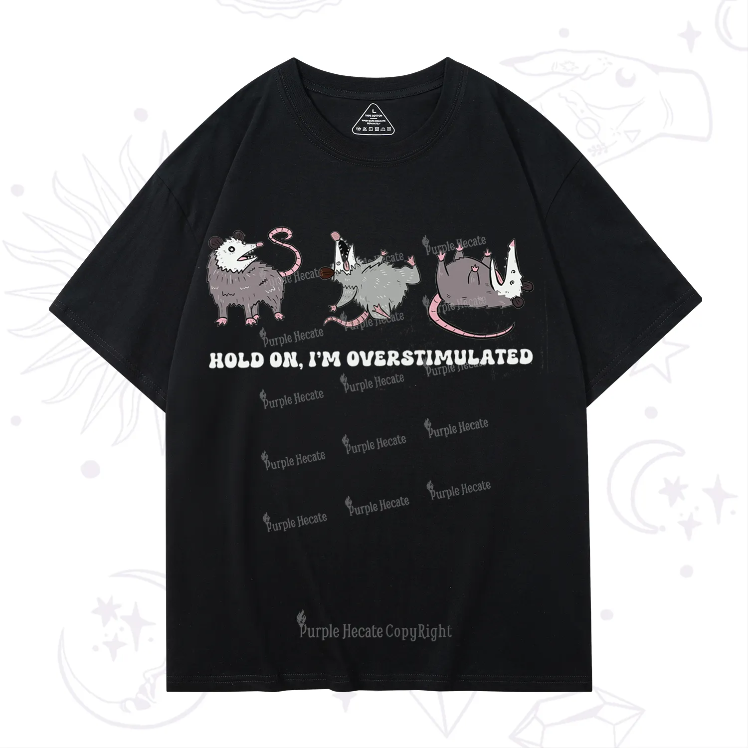 Purplehecate Hold On I'm Overstimulated T-Shirt