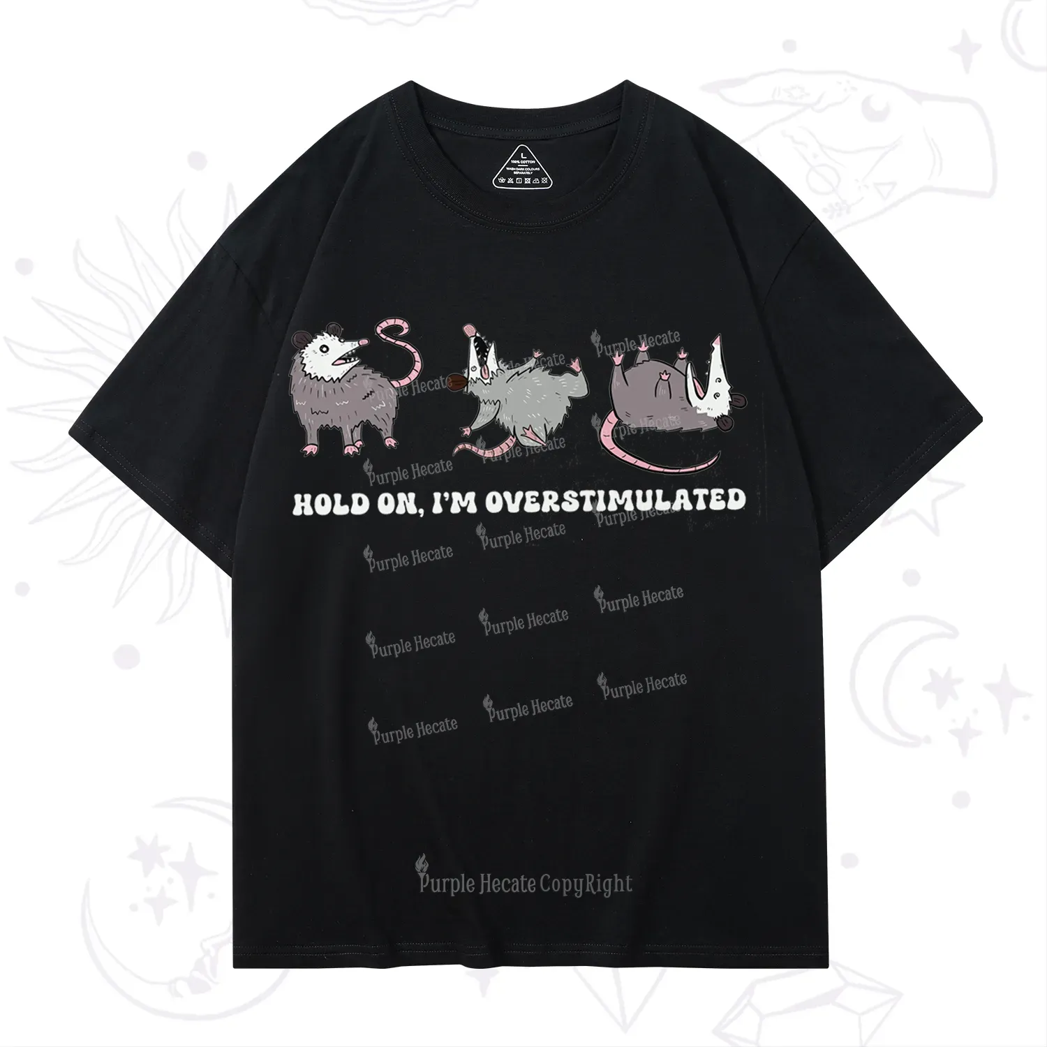 Purplehecate Hold On I'm Overstimulated T-Shirt