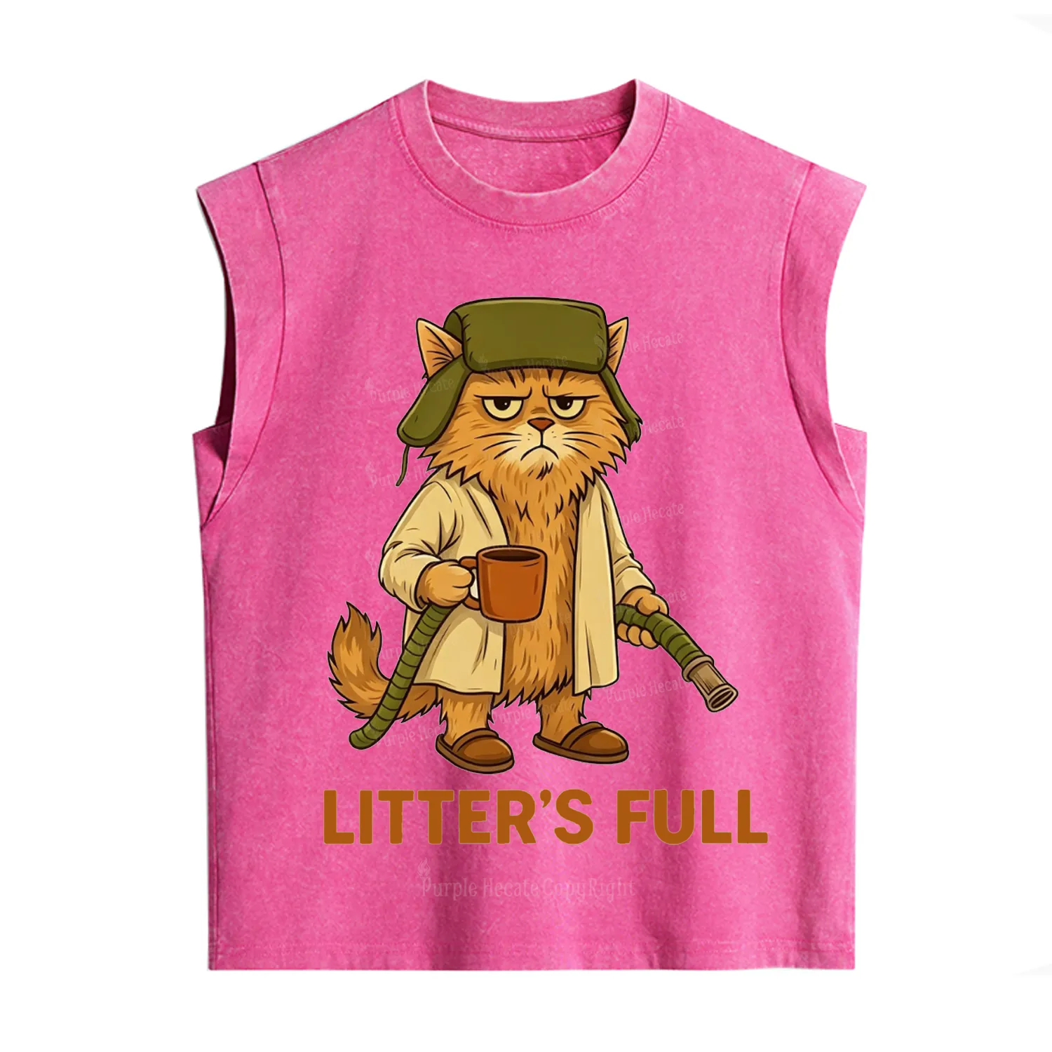 Purplehecate Litter's Full Funny Cat Vintage Washed Tank