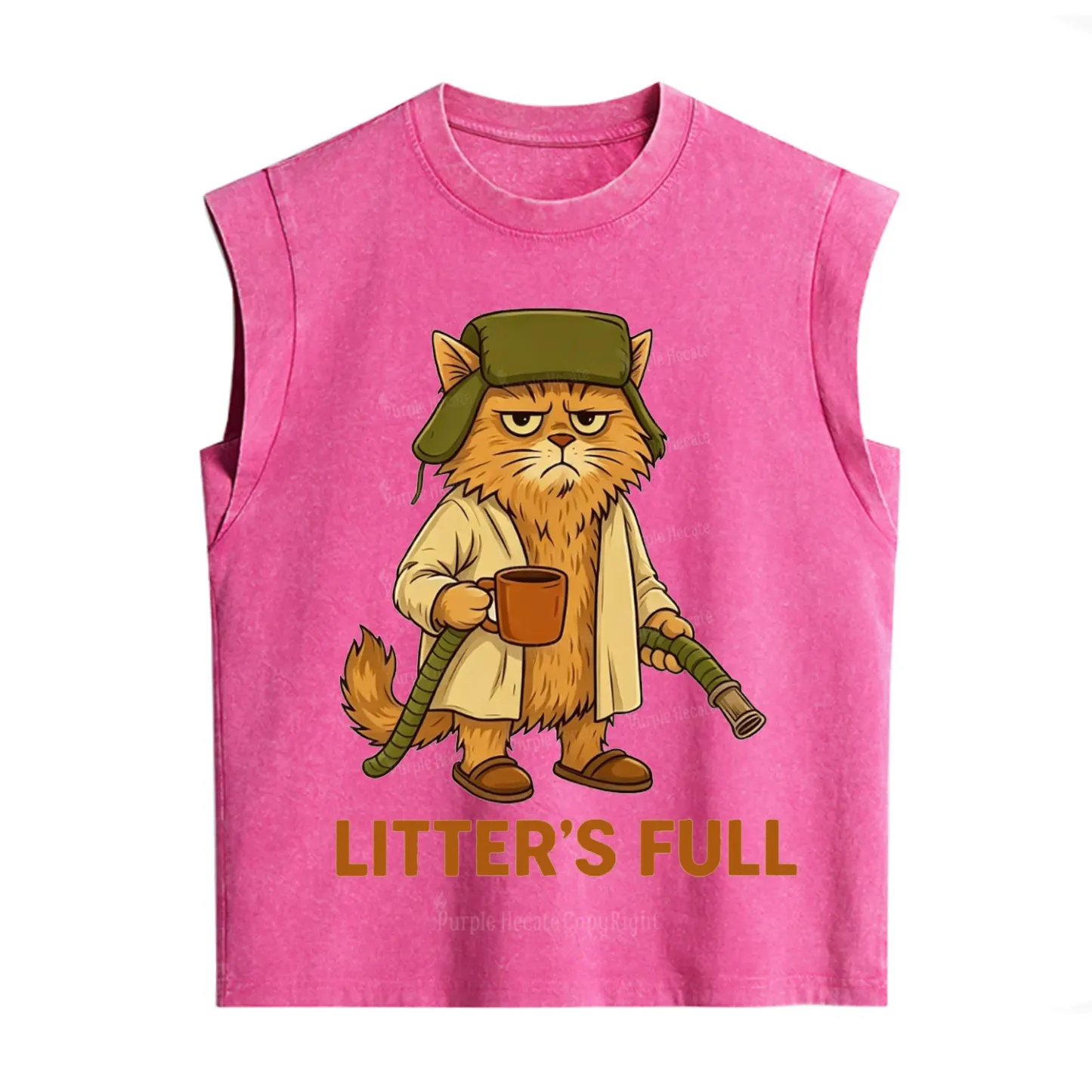 Purplehecate Litter's Full Funny Cat Vintage Washed Tank