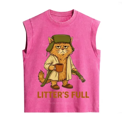 Purplehecate Litter's Full Funny Cat Vintage Washed Tank