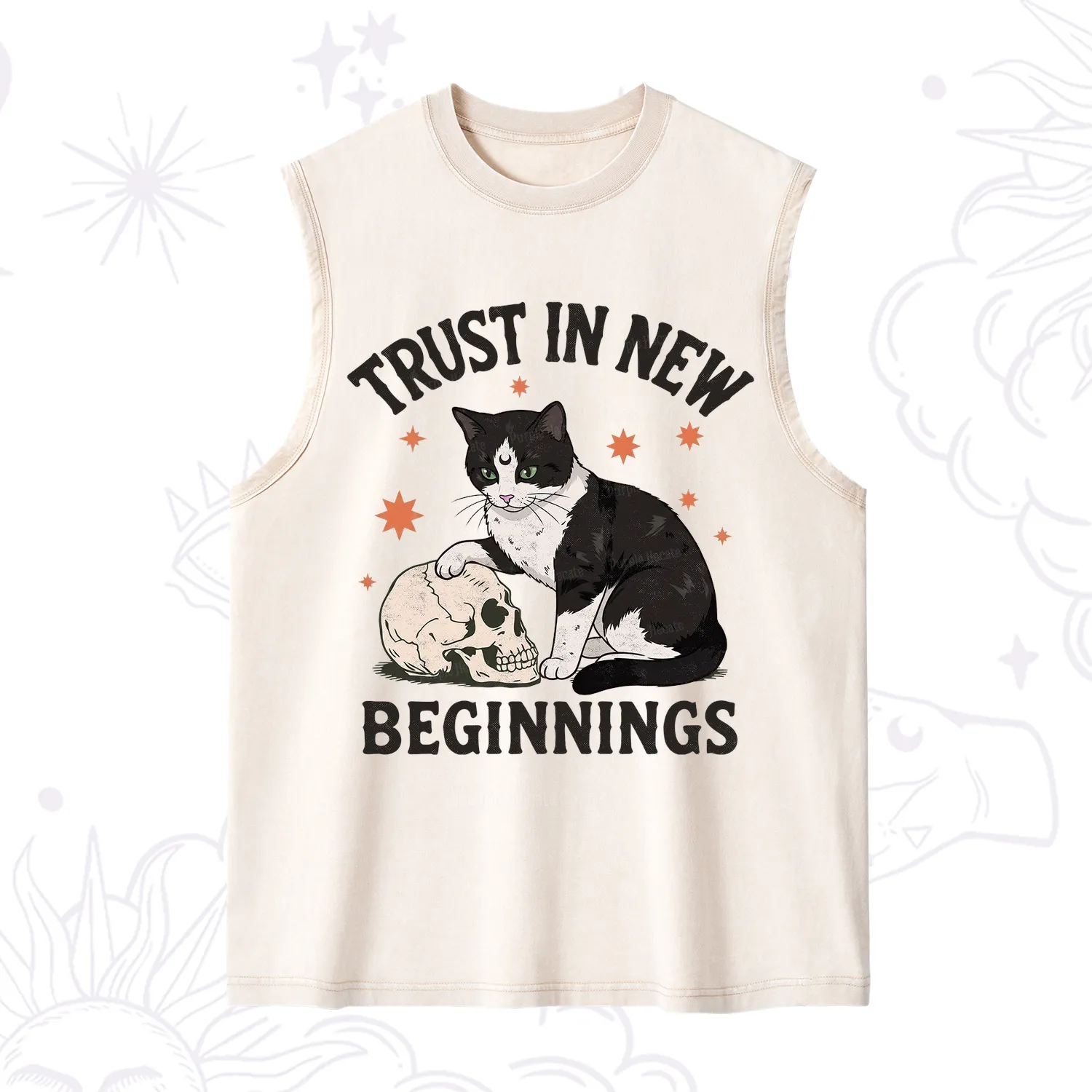 Purplehecate Trust In New Beginnings Cat Washed Tank