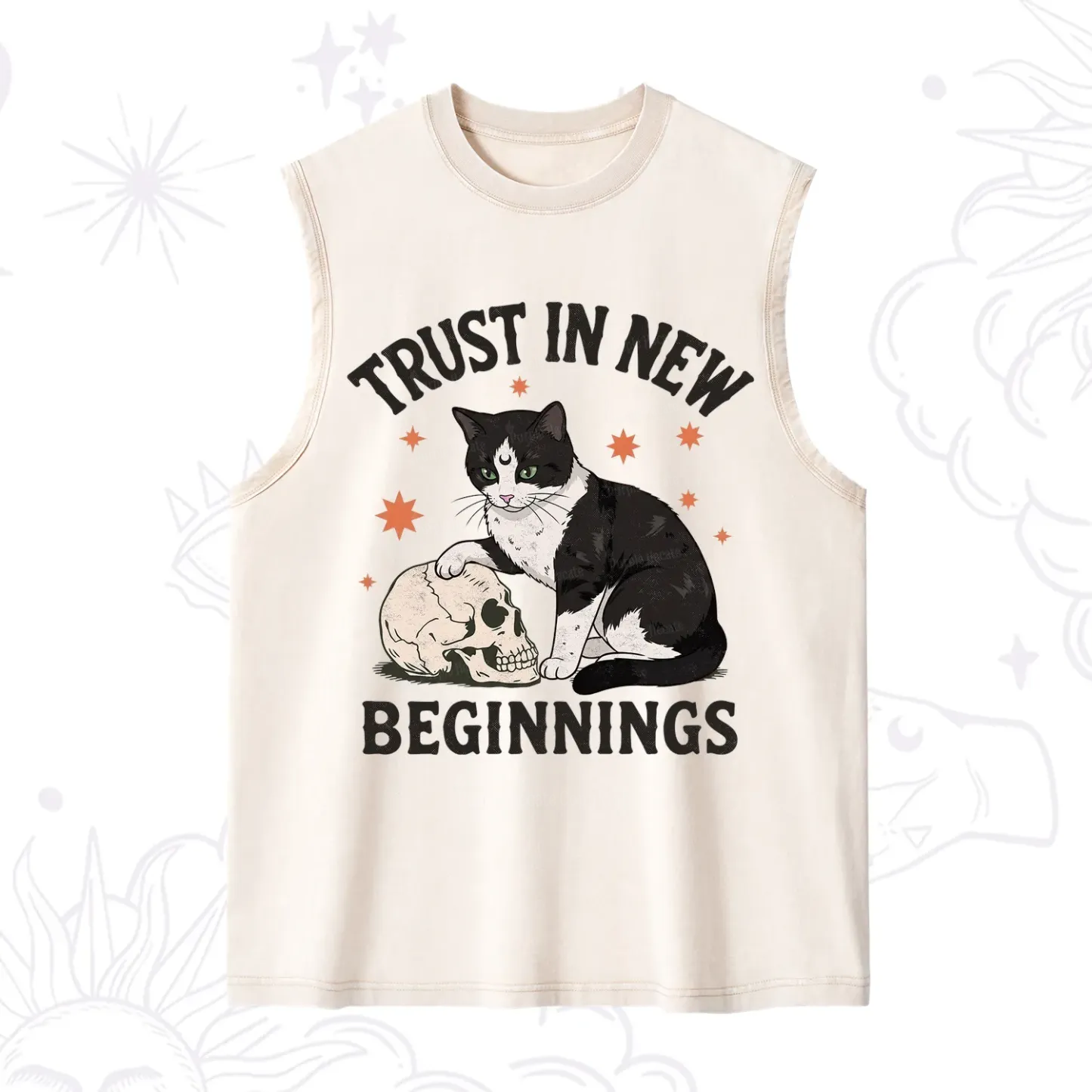 Purplehecate Trust In New Beginnings Cat Washed Tank