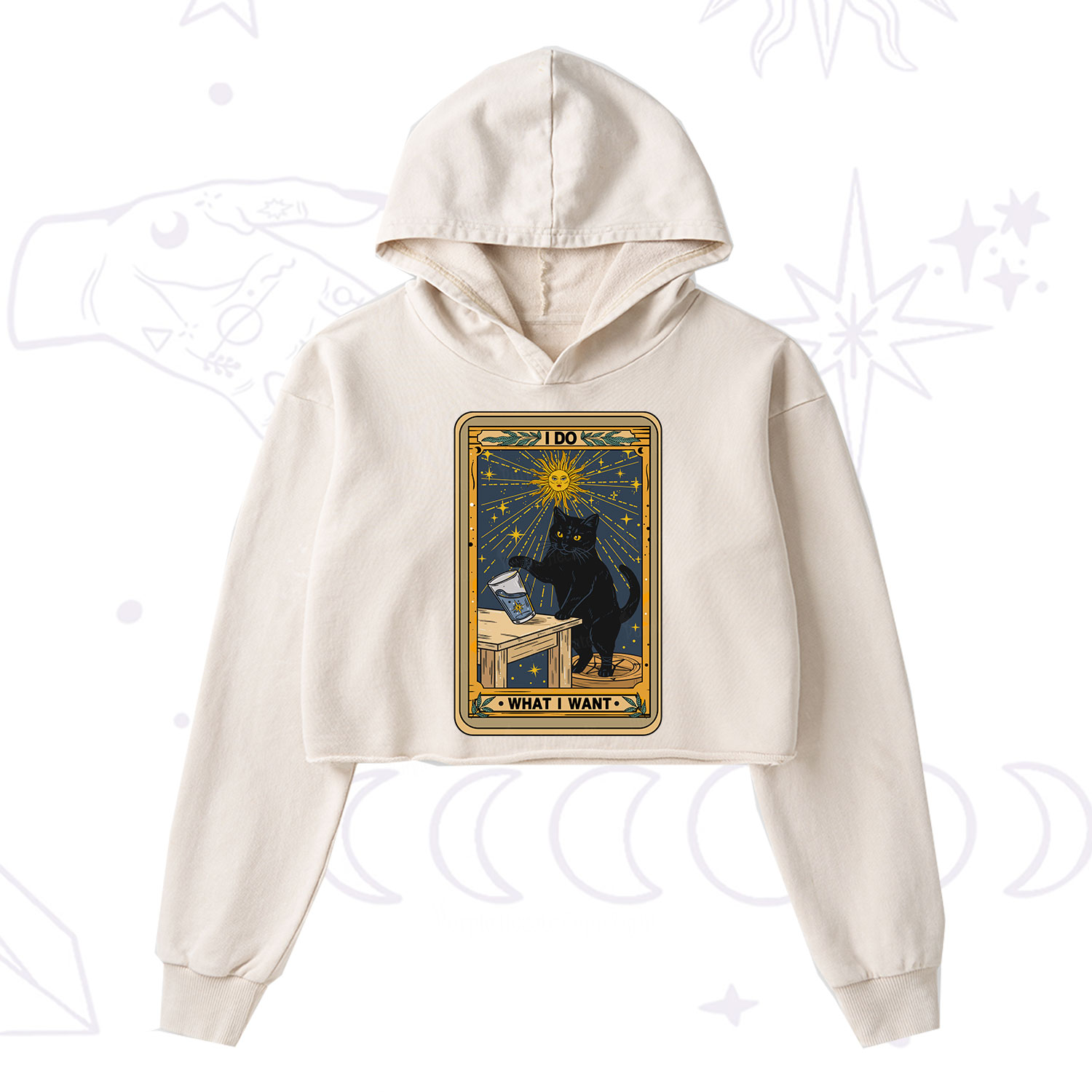 Purplehecate I Do What I Want Cats Washed Cropped Hoodie