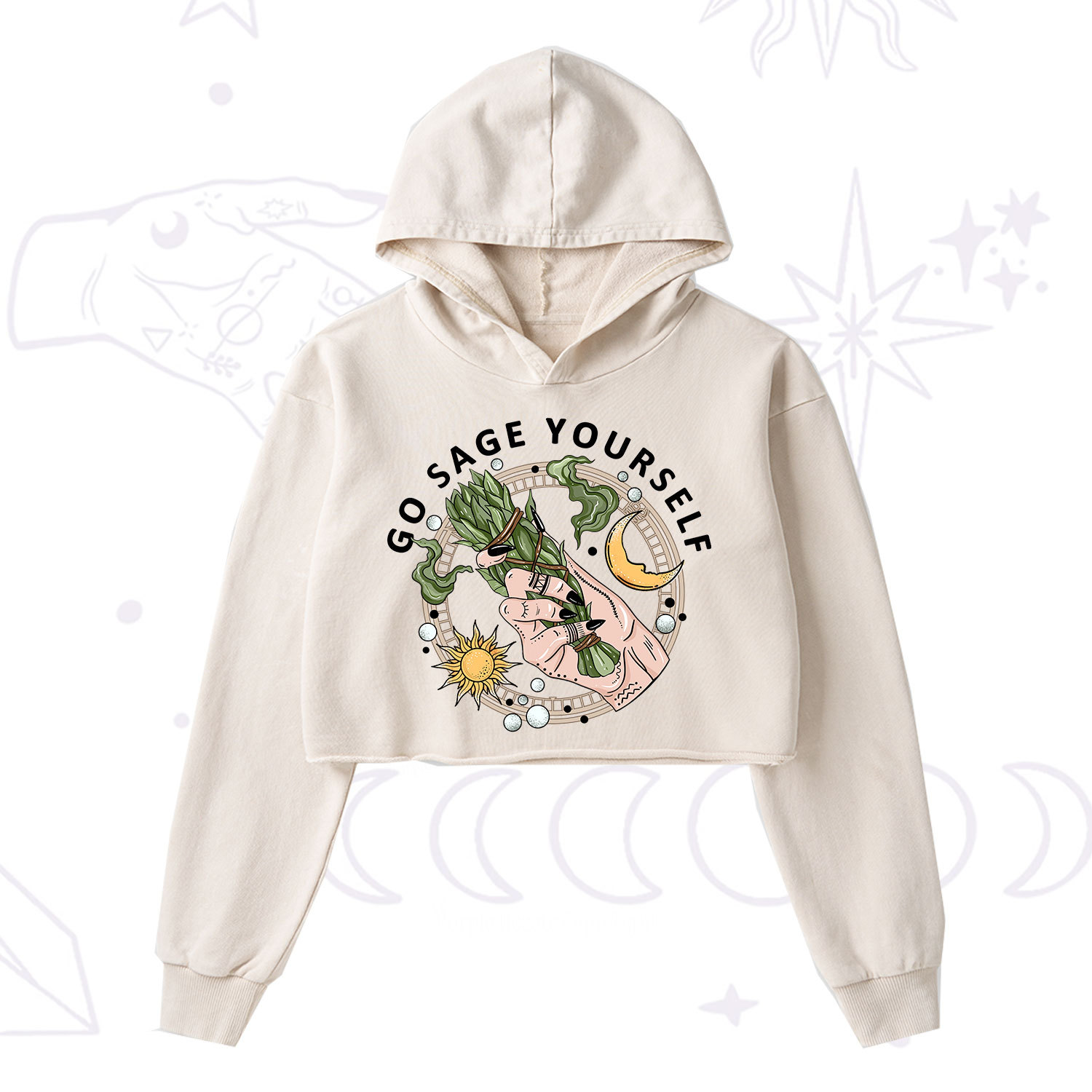 Purplehecate Go Sage Yourself Washed Cropped Hoodie