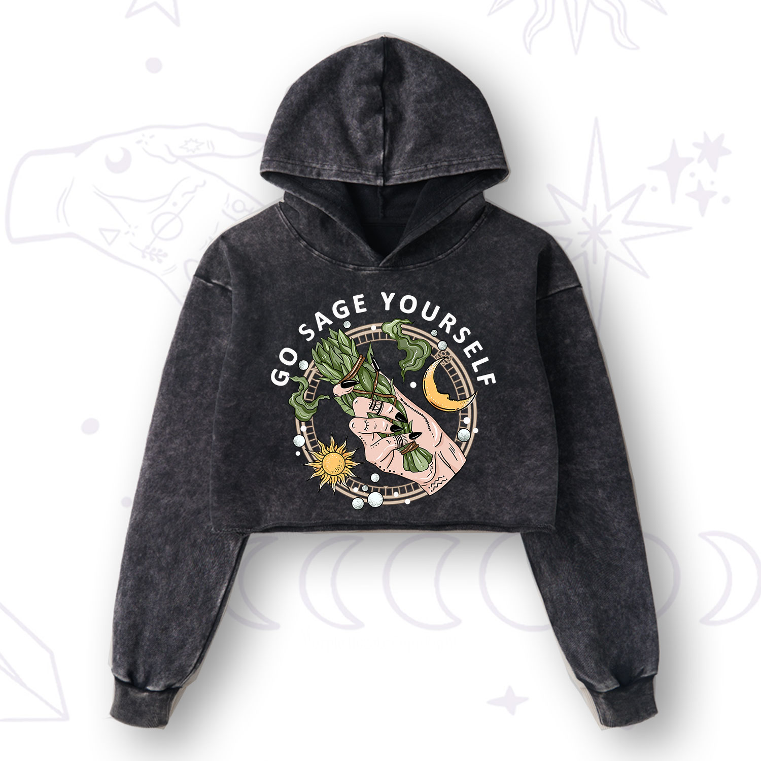 Purplehecate Go Sage Yourself Washed Cropped Hoodie