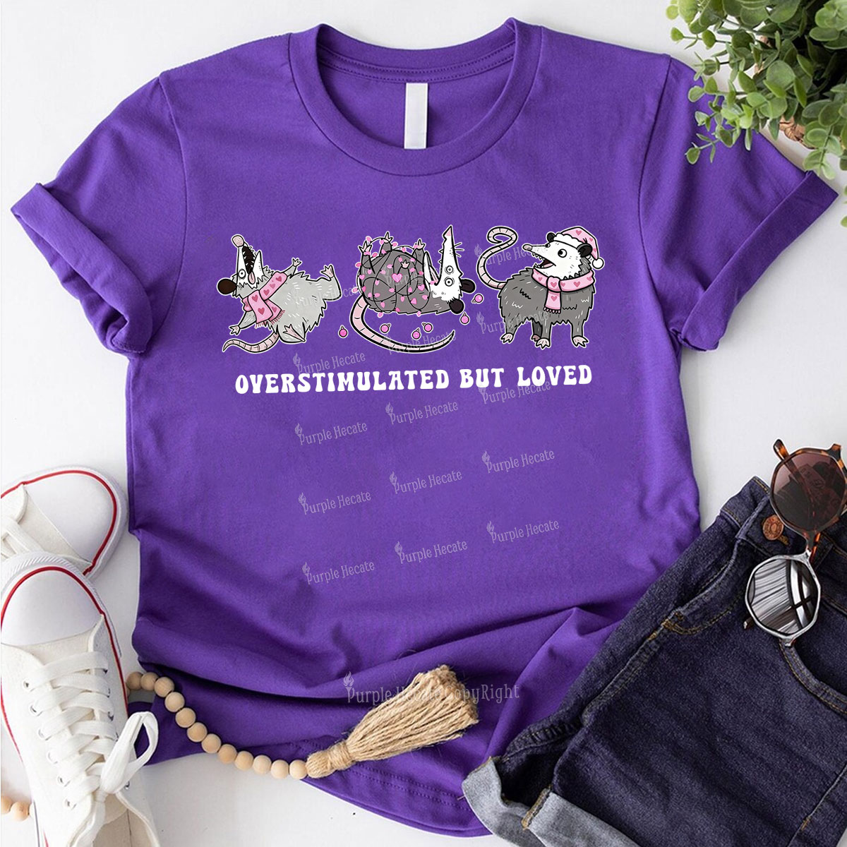 Purplehecate Overstimulated But Loved Valentine Couple T-Shirt