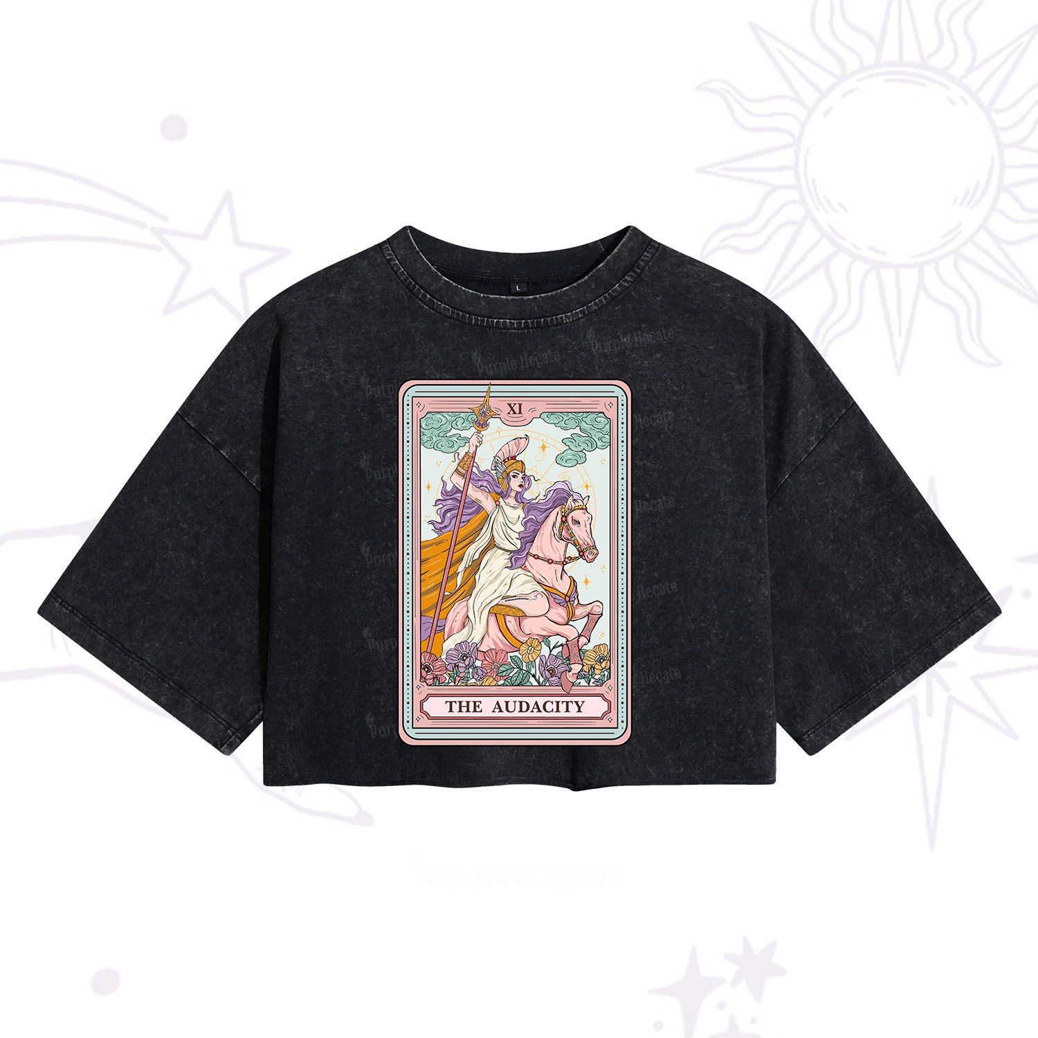 Purplehecate The Audacity Tarot Card Washed Cropped T-Shirt