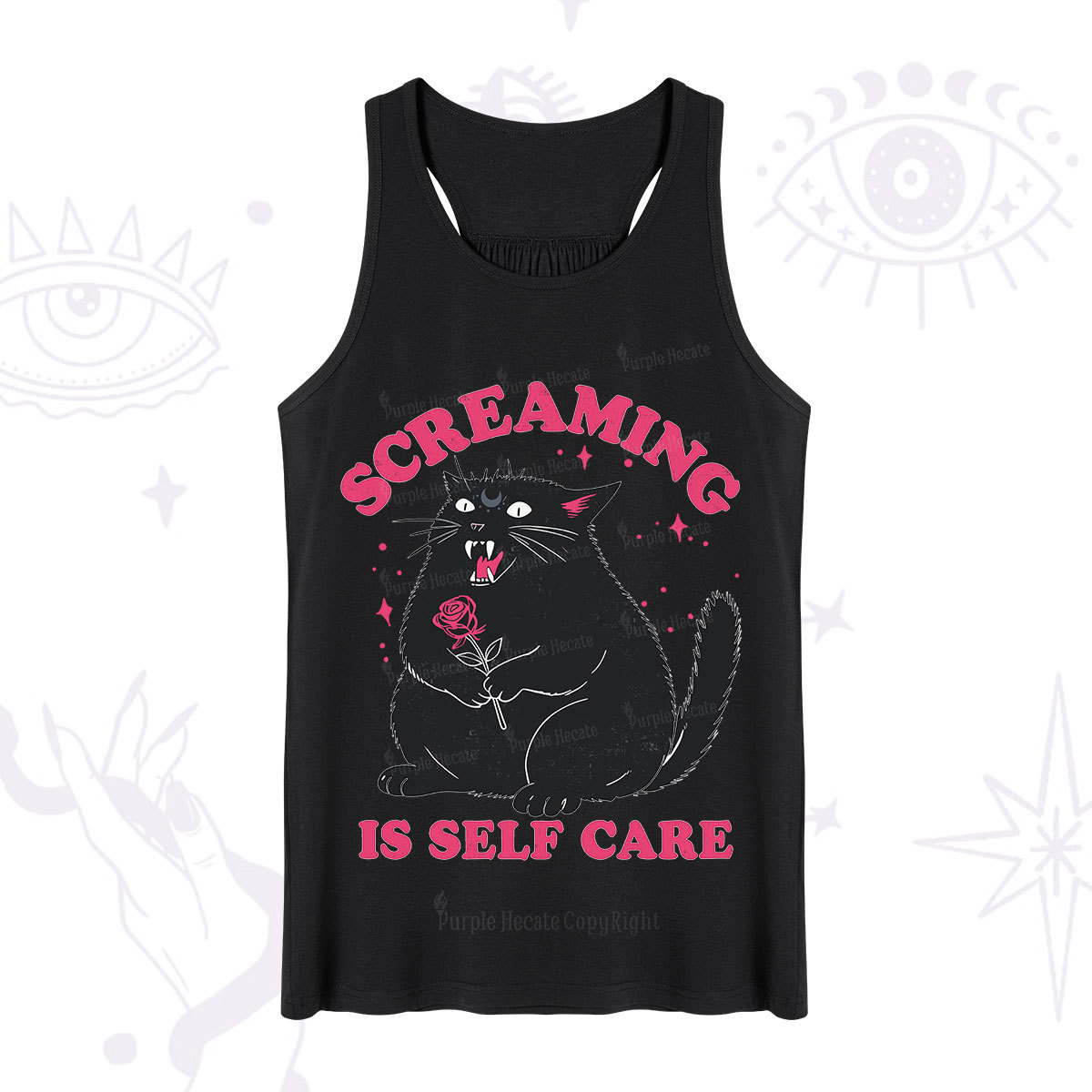 Purplehecate Funny Cat Screaming Is Self Care Tank