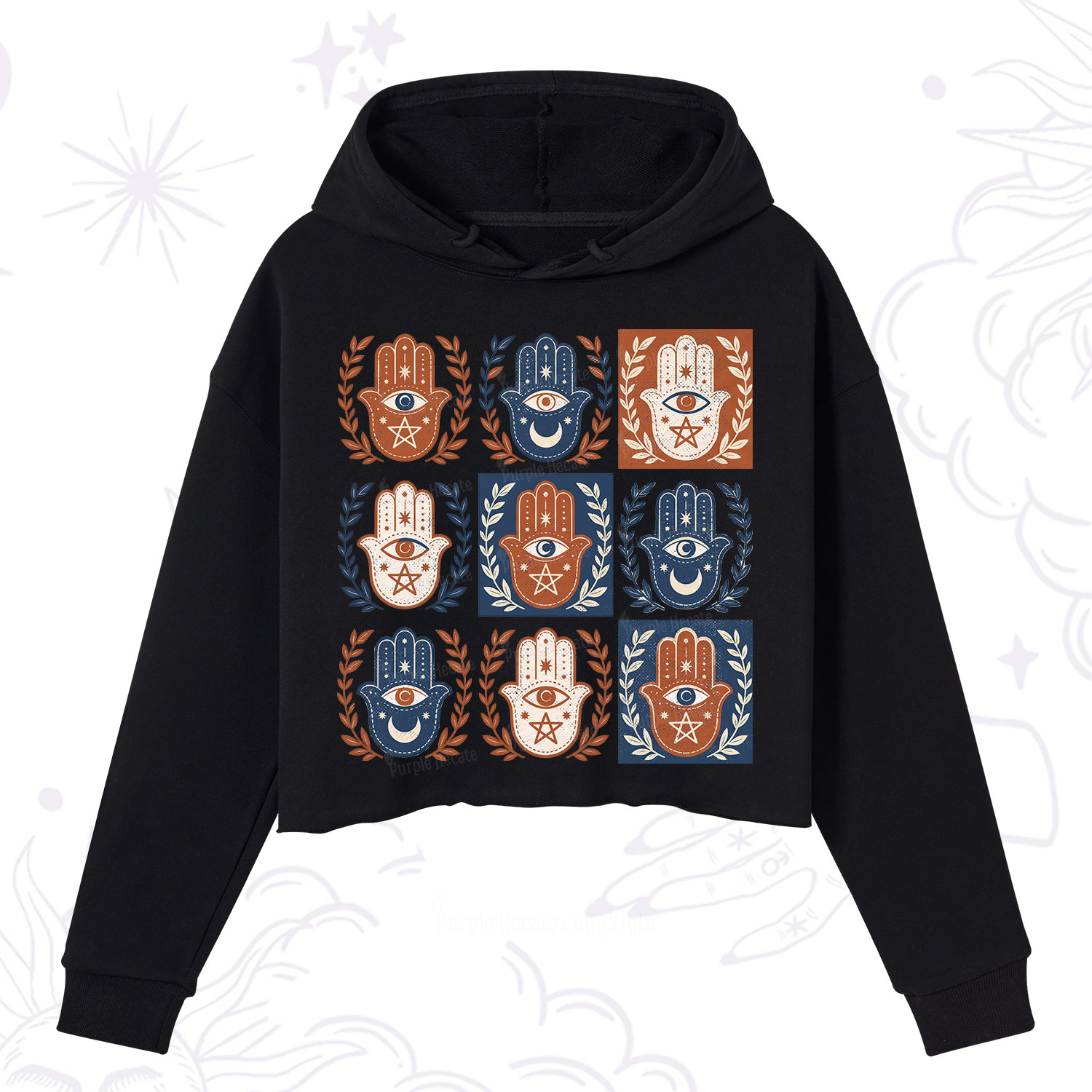 Purplehecate Hamsa Hand Crop Hoodie
