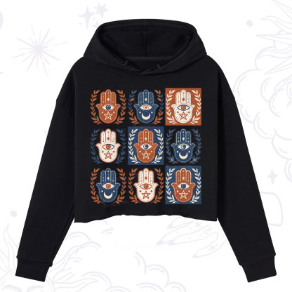 Purplehecate Hamsa Hand Crop Hoodie