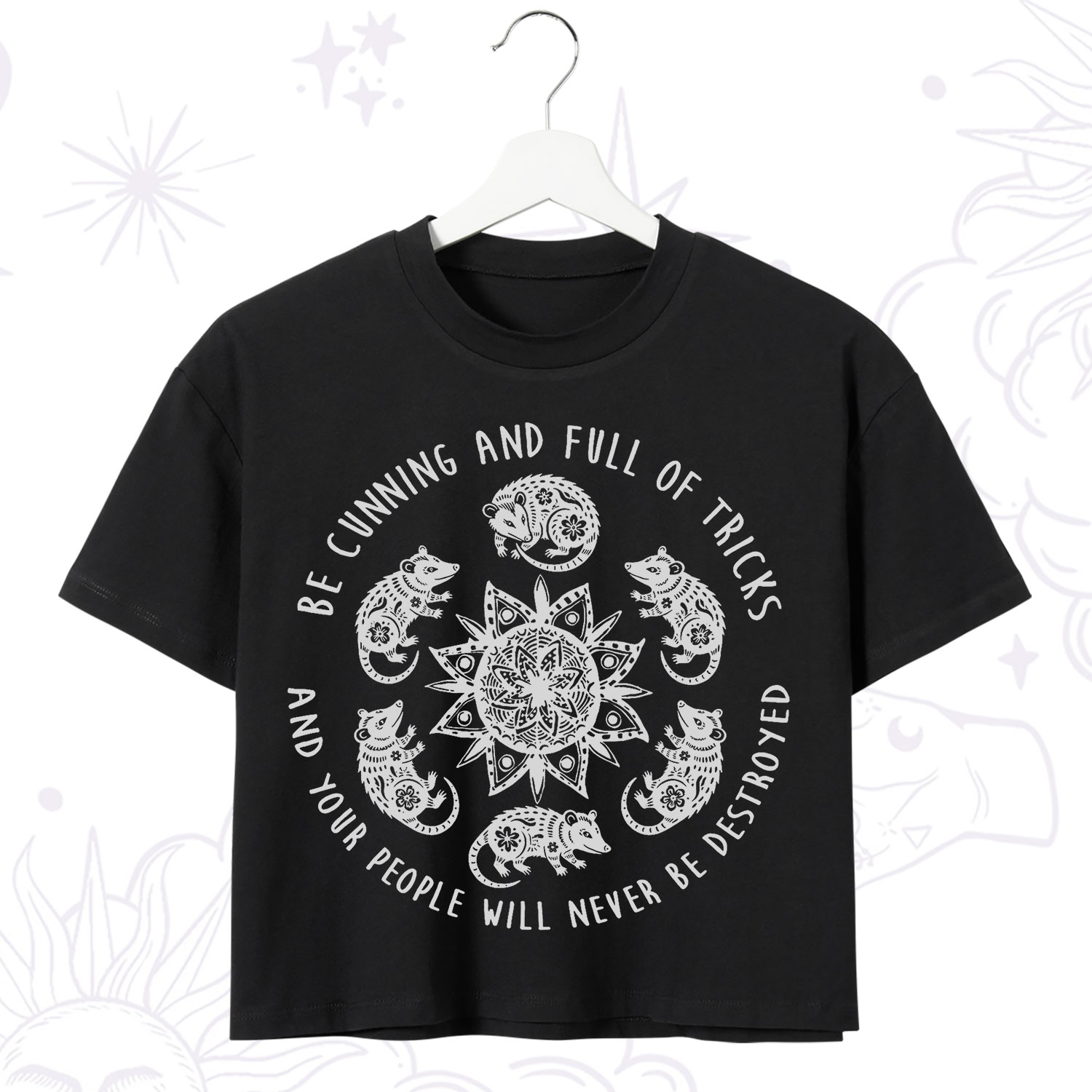 Purplehecate Cunning Possum Protection Spell Crop T-Shirt