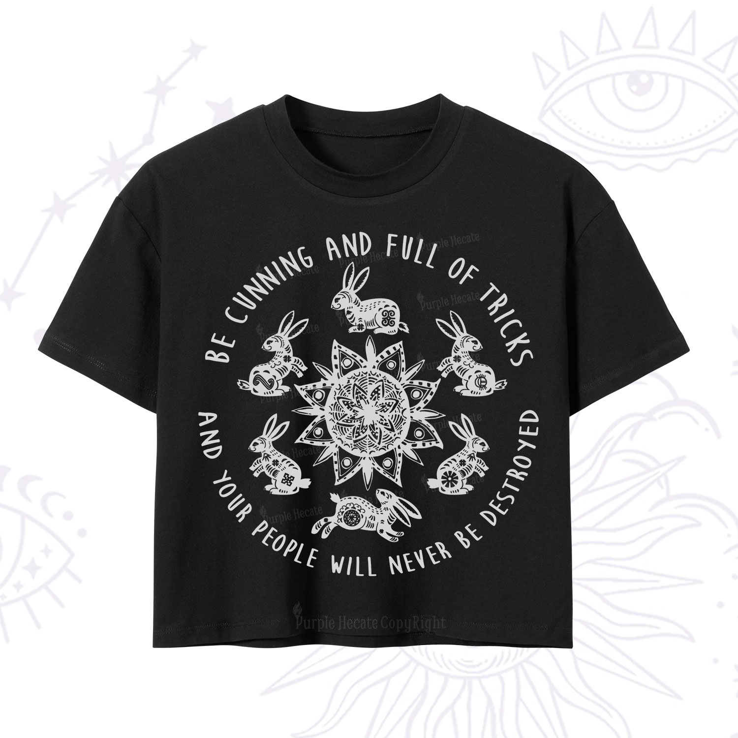 Purplehecate Cunning Rabbit Protection Spell Crop T-Shirt