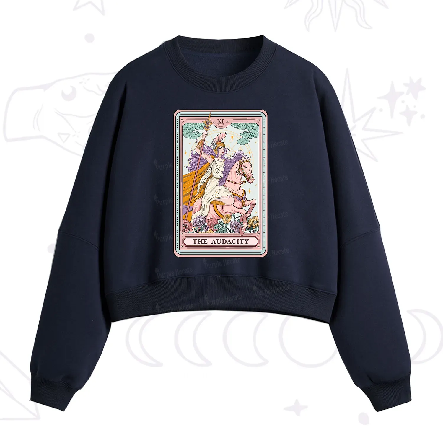 Purplehecate The Audacity Tarot Card Fleece Cropped Sweatshirt