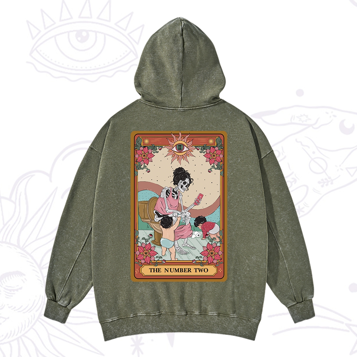 Purplehecate The Number Two Tarot Washed Hoodie