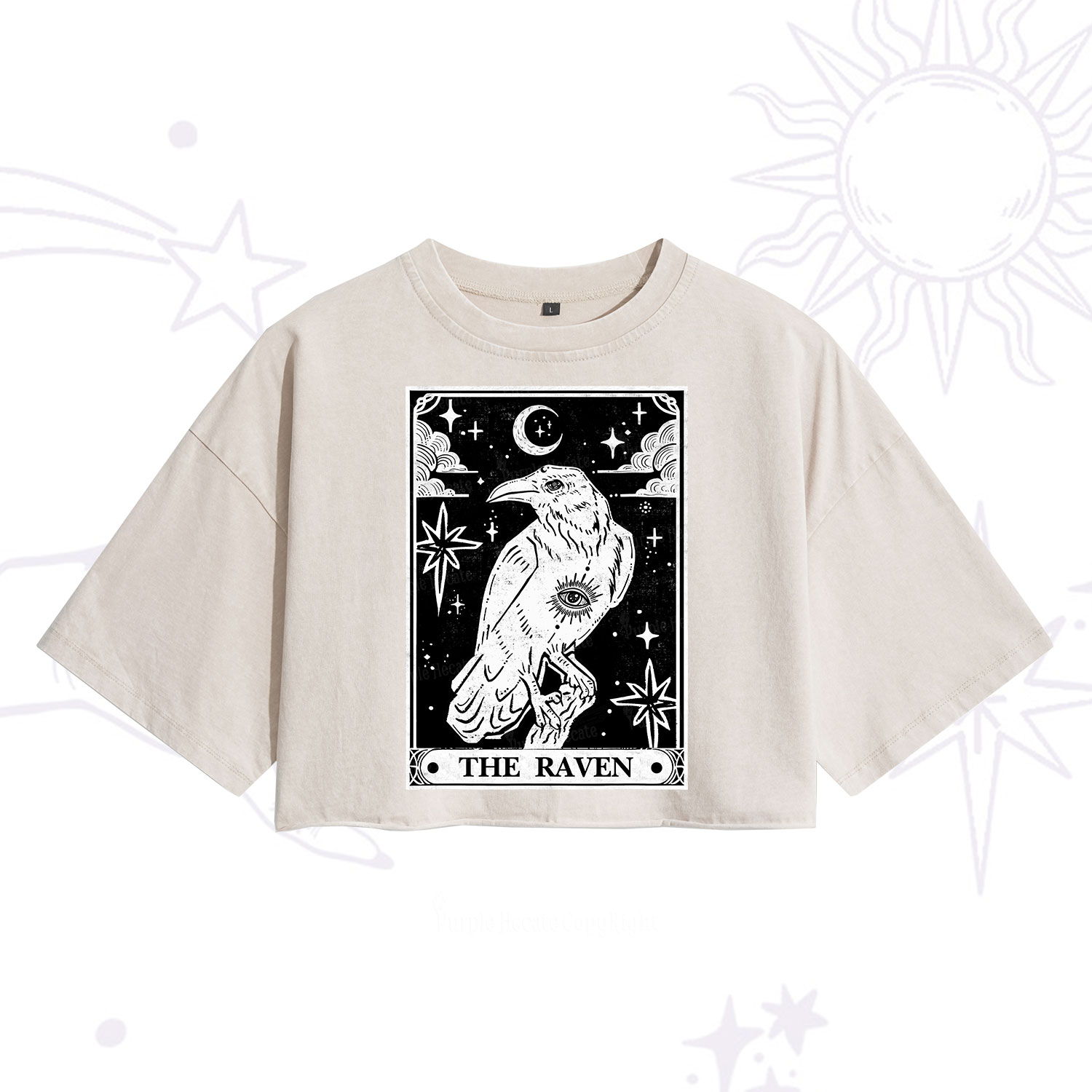 Purplehecate The Raven Tarot Washed Cropped T-Shirt