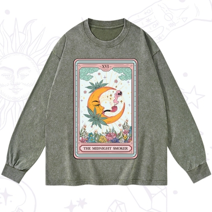 Purplehecate The Midnight Smoker Tarot Washed Long Sleeve Shirt