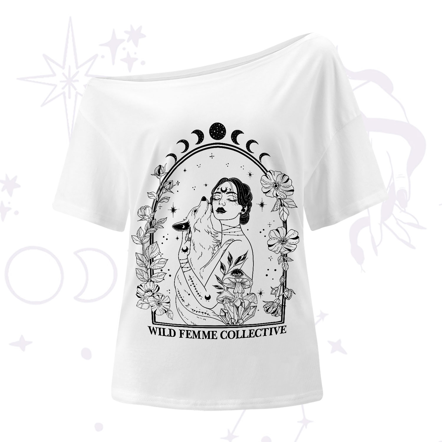 Purplehecate Wild Femme Collective One-Shoulder T-Shirt