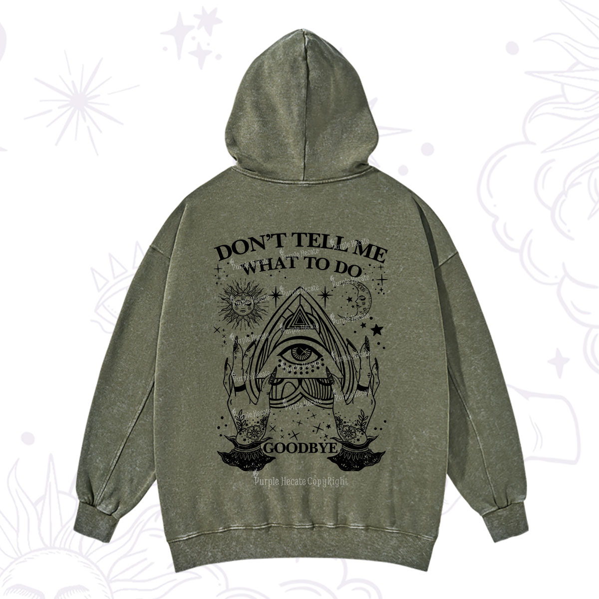 Purplehecate Don't Tell Me What To Do Witch Planchette Eye Washed Hoodie