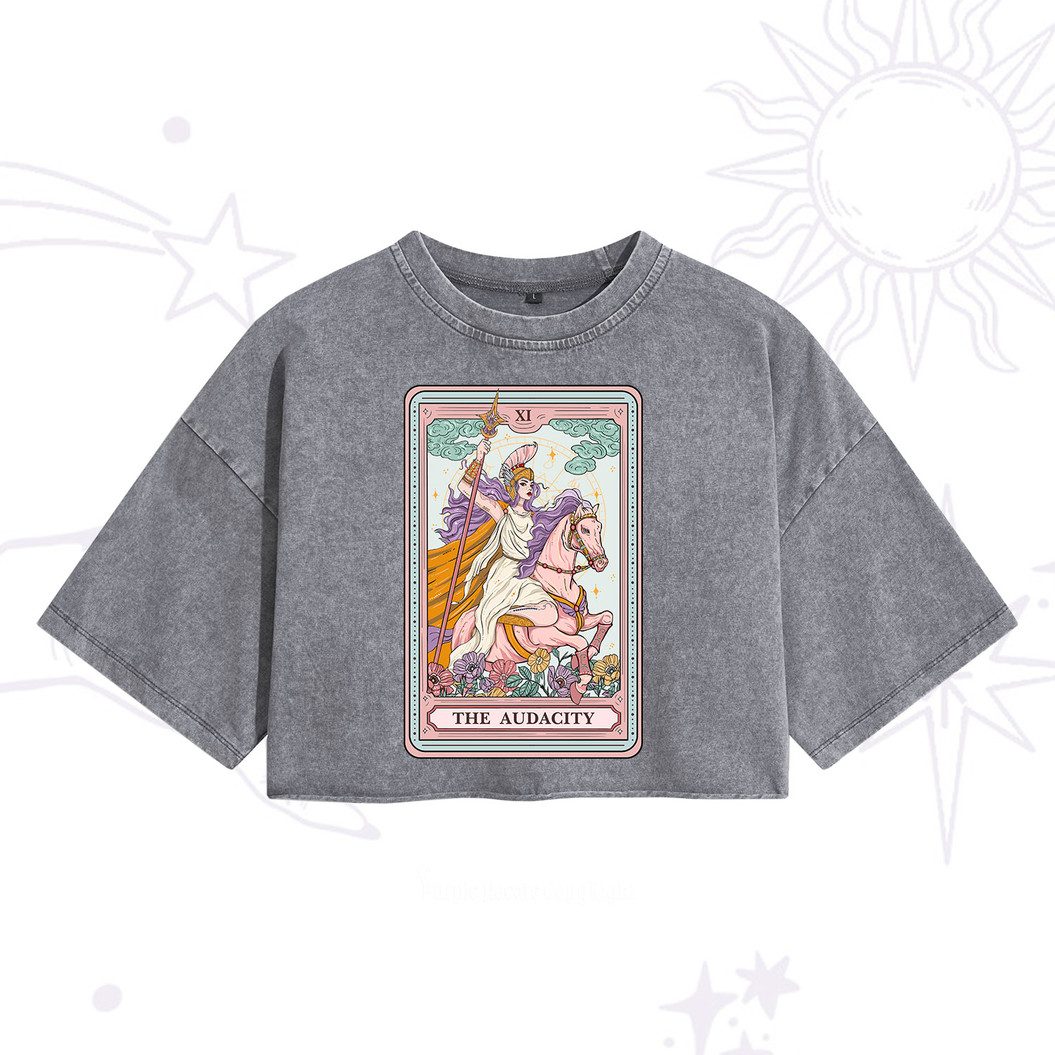 Purplehecate The Audacity Tarot Card Washed Cropped T-Shirt