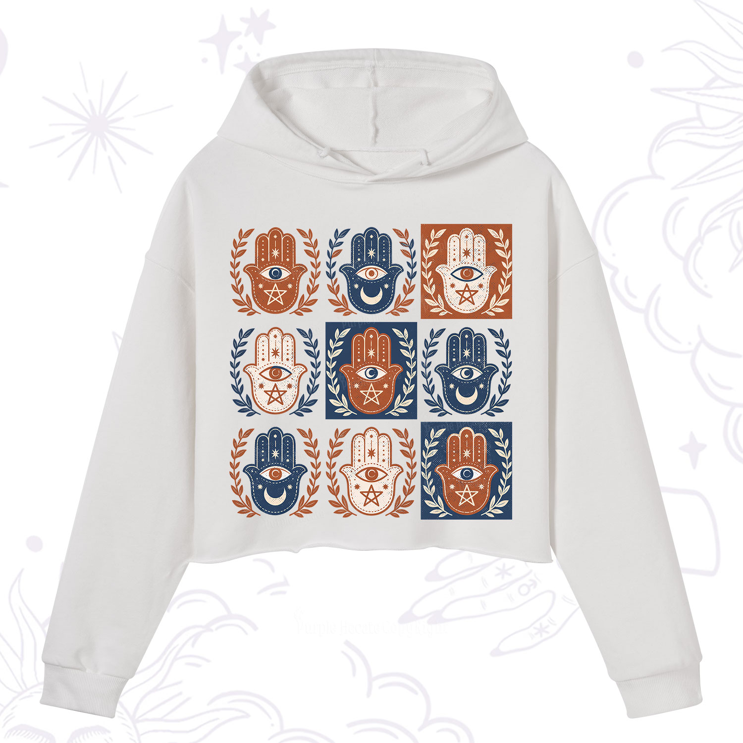 Purplehecate Hamsa Hand Crop Hoodie