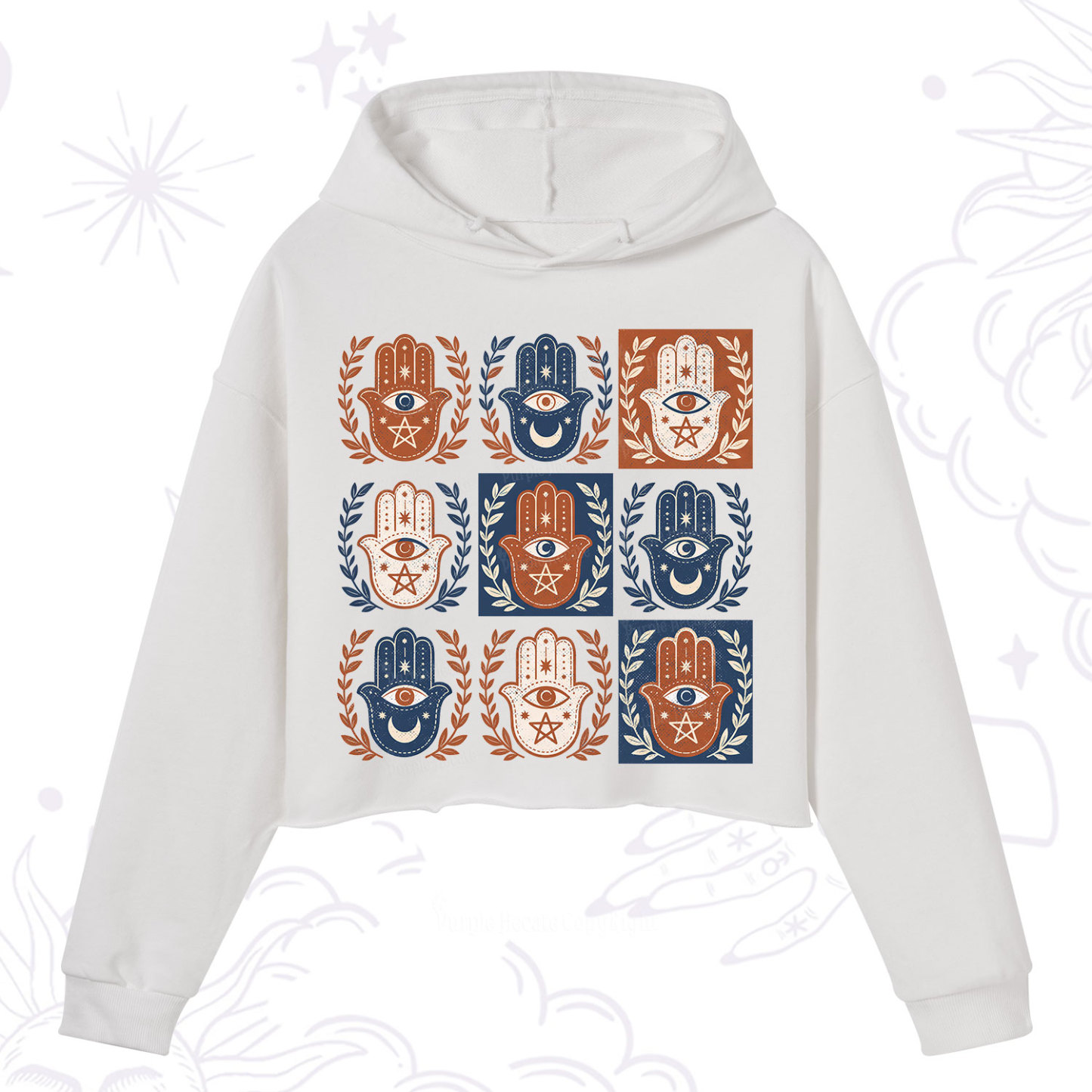 Purplehecate Hamsa Hand Crop Hoodie