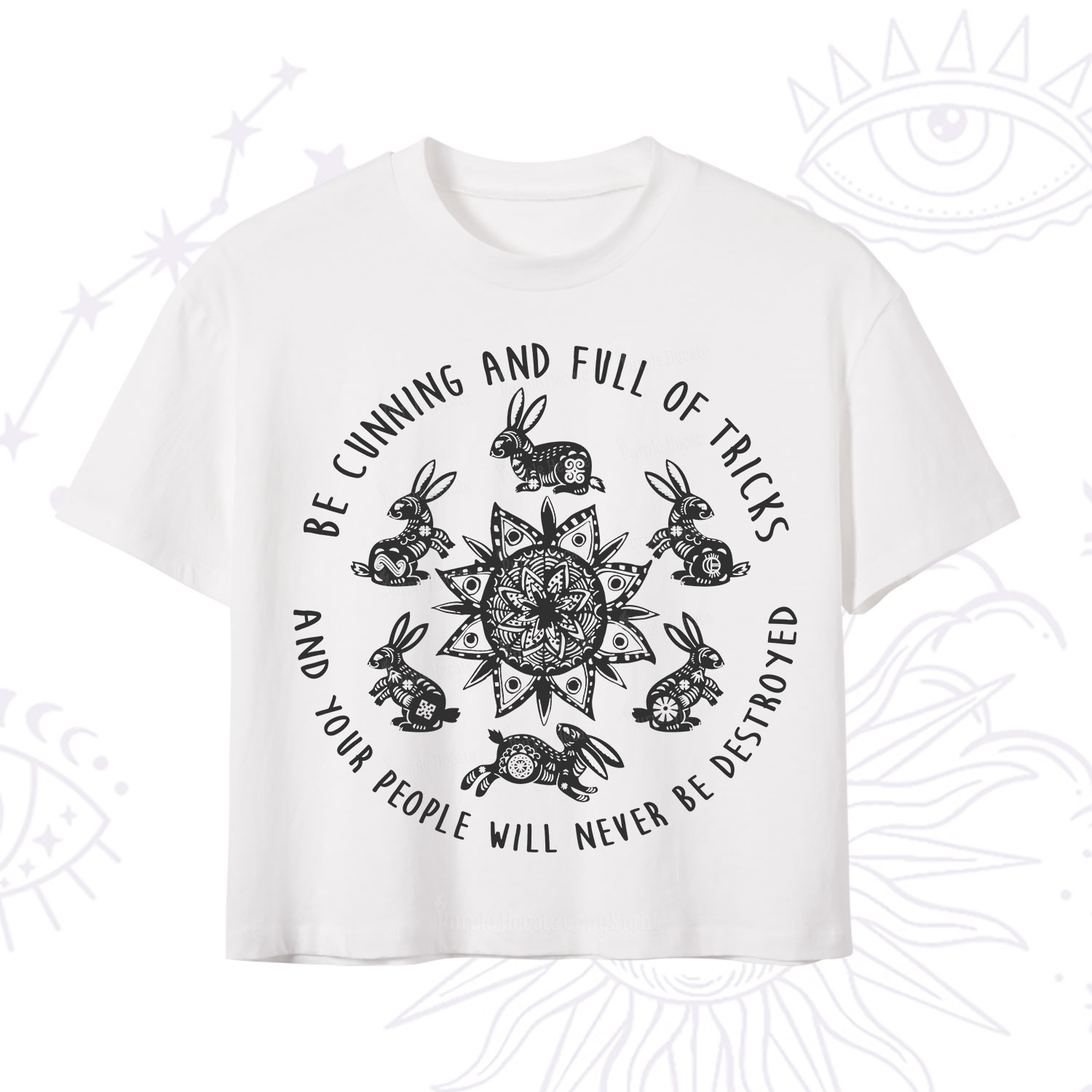 Purplehecate Cunning Rabbit Protection Spell Crop T-Shirt
