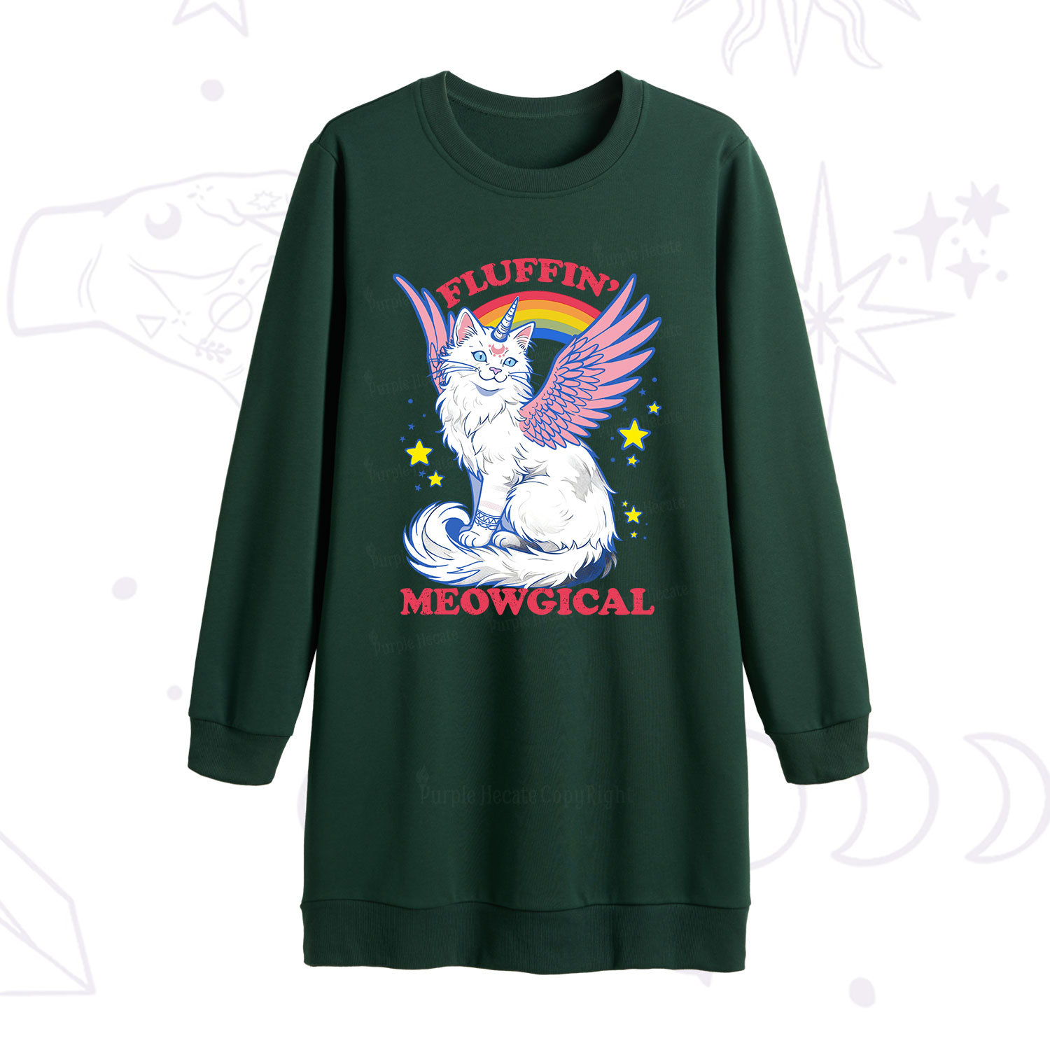 Purplehecate Fluffin Meowgical Sweatshirt Dress
